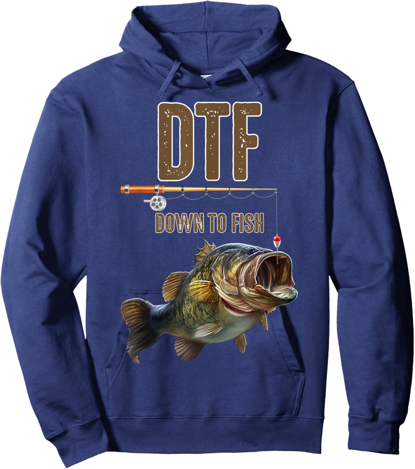 DTF Down To Fishing Adult Humor Funny Fisherman Fishing Rod Hoodie - Hoodie | Navy