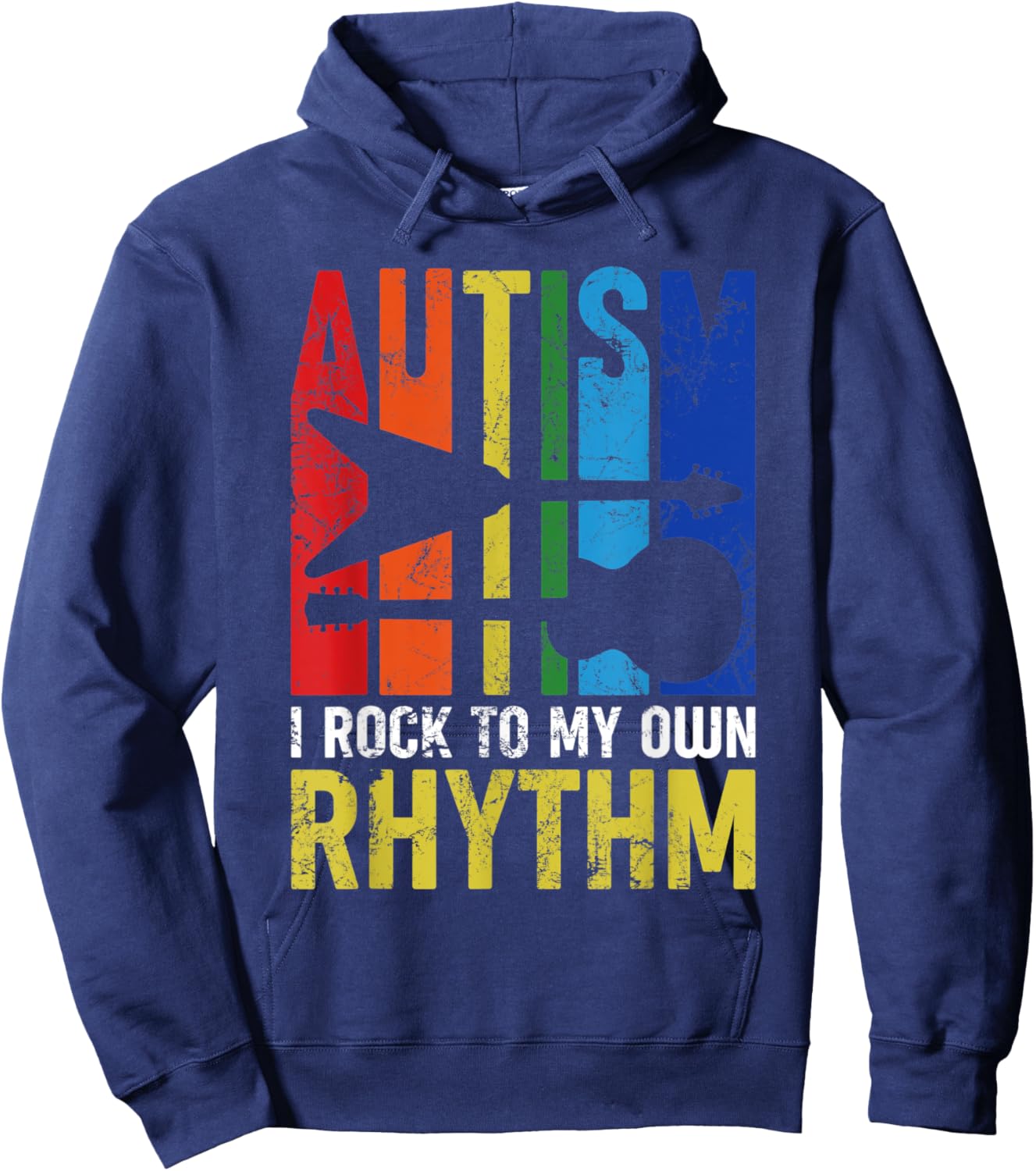 Autism I Rock To My Own Rhythm Autism Awareness Guitar Lover Hoodie - Hoodie | Navy