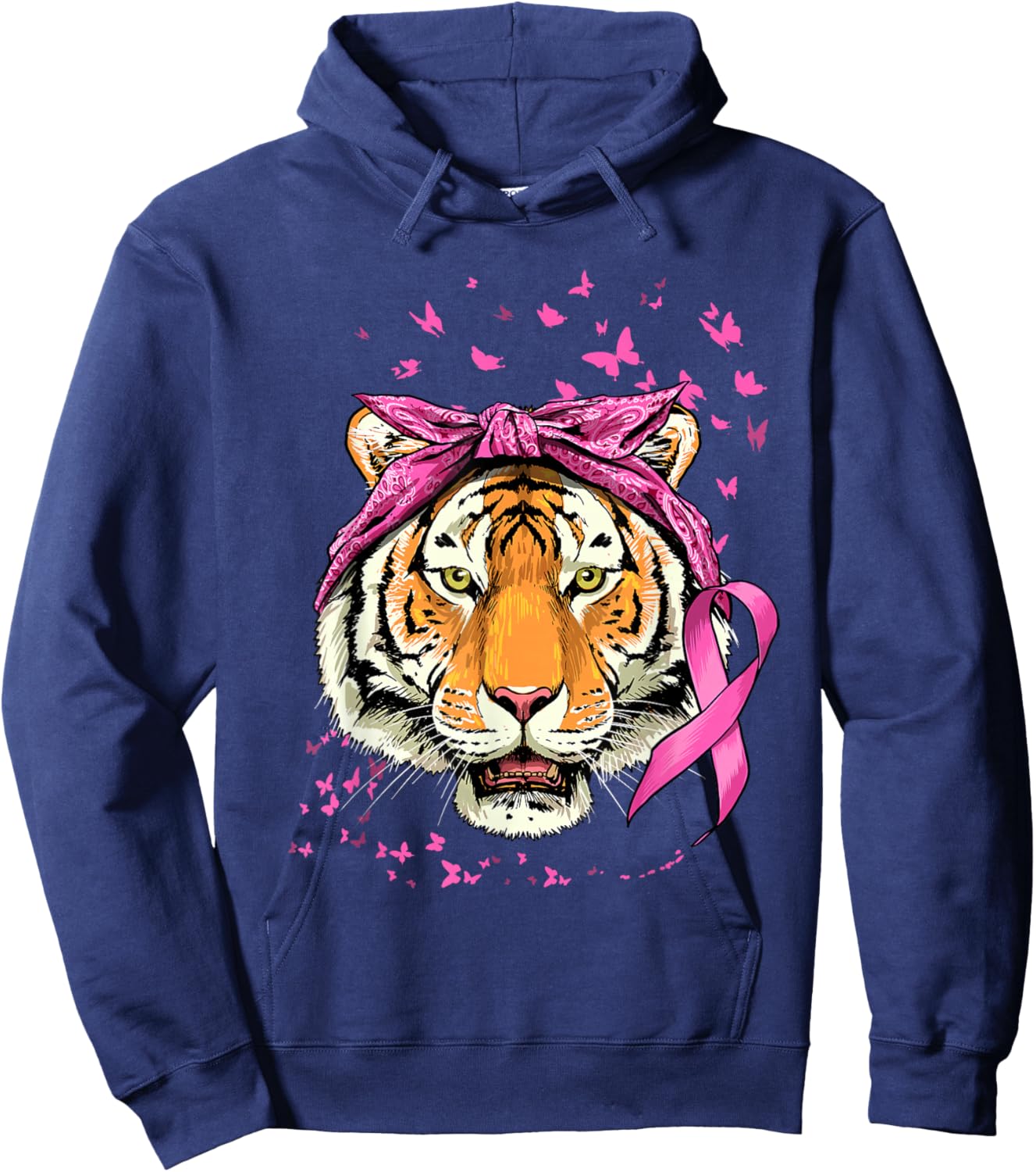 Tiger Breast Cancer Awareness Shirt Breast Cancer Survivors Hoodie - Hoodie | Navy