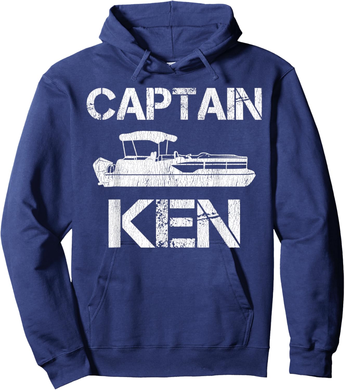 Captain Ken Pontoon Captain Funny Personalized Name Boat Hoodie - Hoodie | Navy
