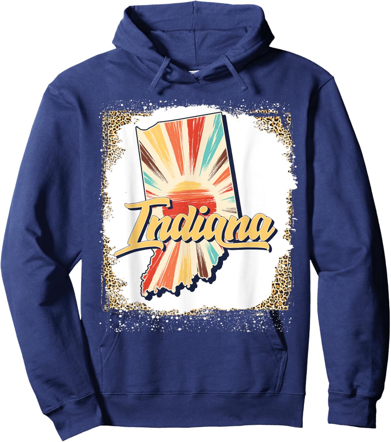 Vintage USA Indiana State Map Flag Souvenir Men Women Kids Hoodie - Hoodie | Navy