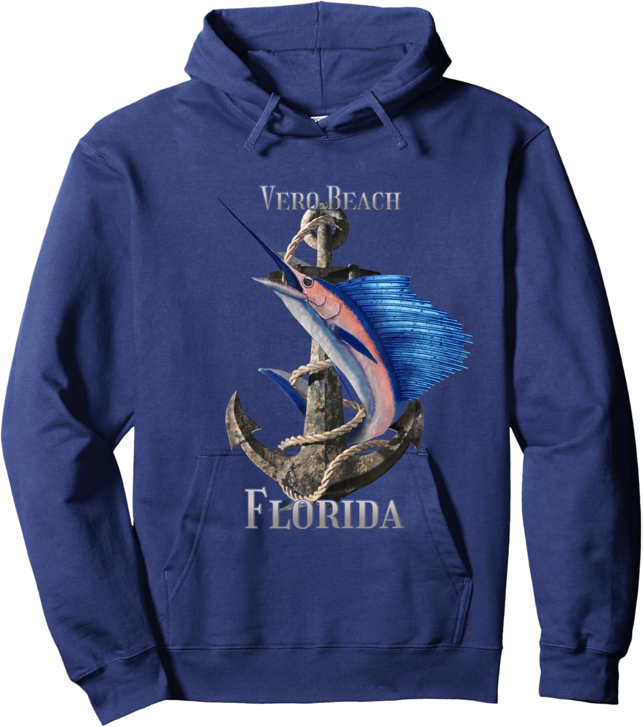 Vero Beach Florida Swordfish Marlin Ocean Fishing Women Kids Hoodie - Hoodie | Navy