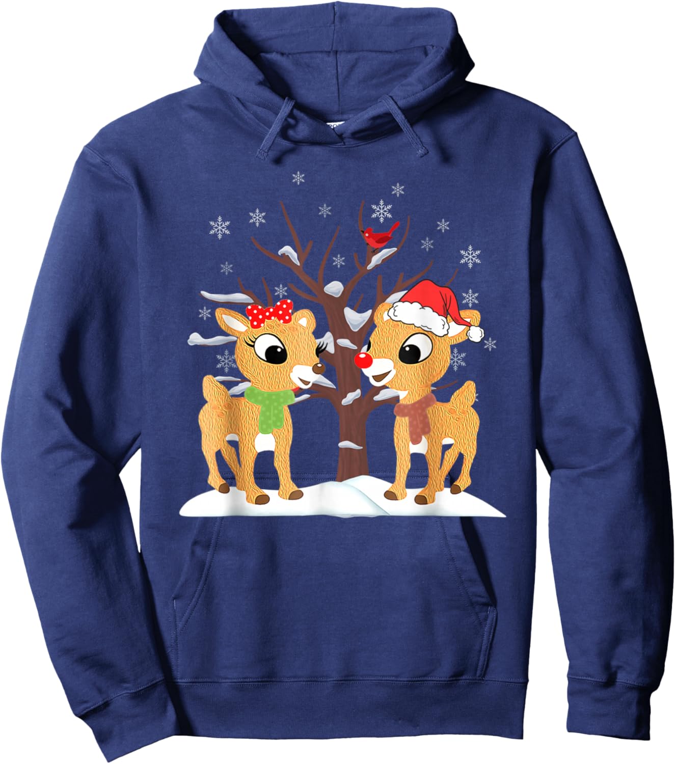 Rudolph and Clarice Shirt Christmas Kids Girls Reindeer Hoodie - Hoodie | Navy
