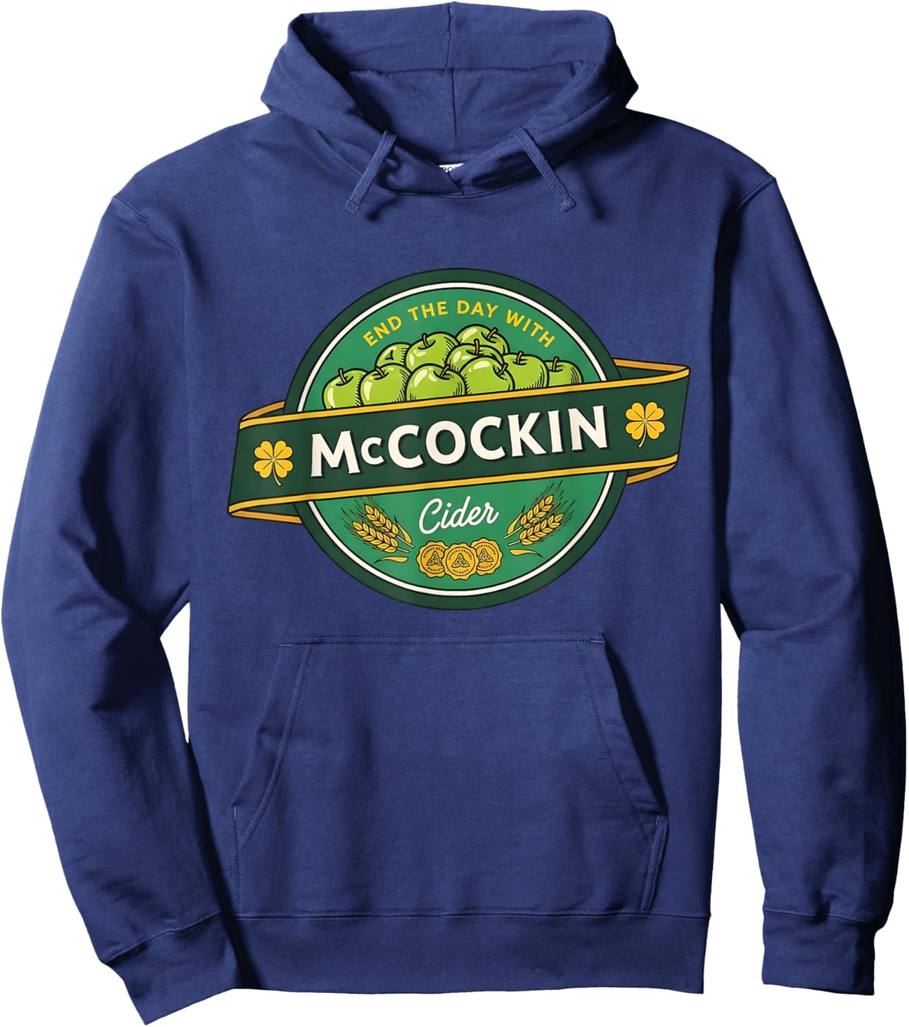 St Patrick’s Day McCockin Cider Funny Adult Humor for Men T-Shirt - Hoodie | Navy