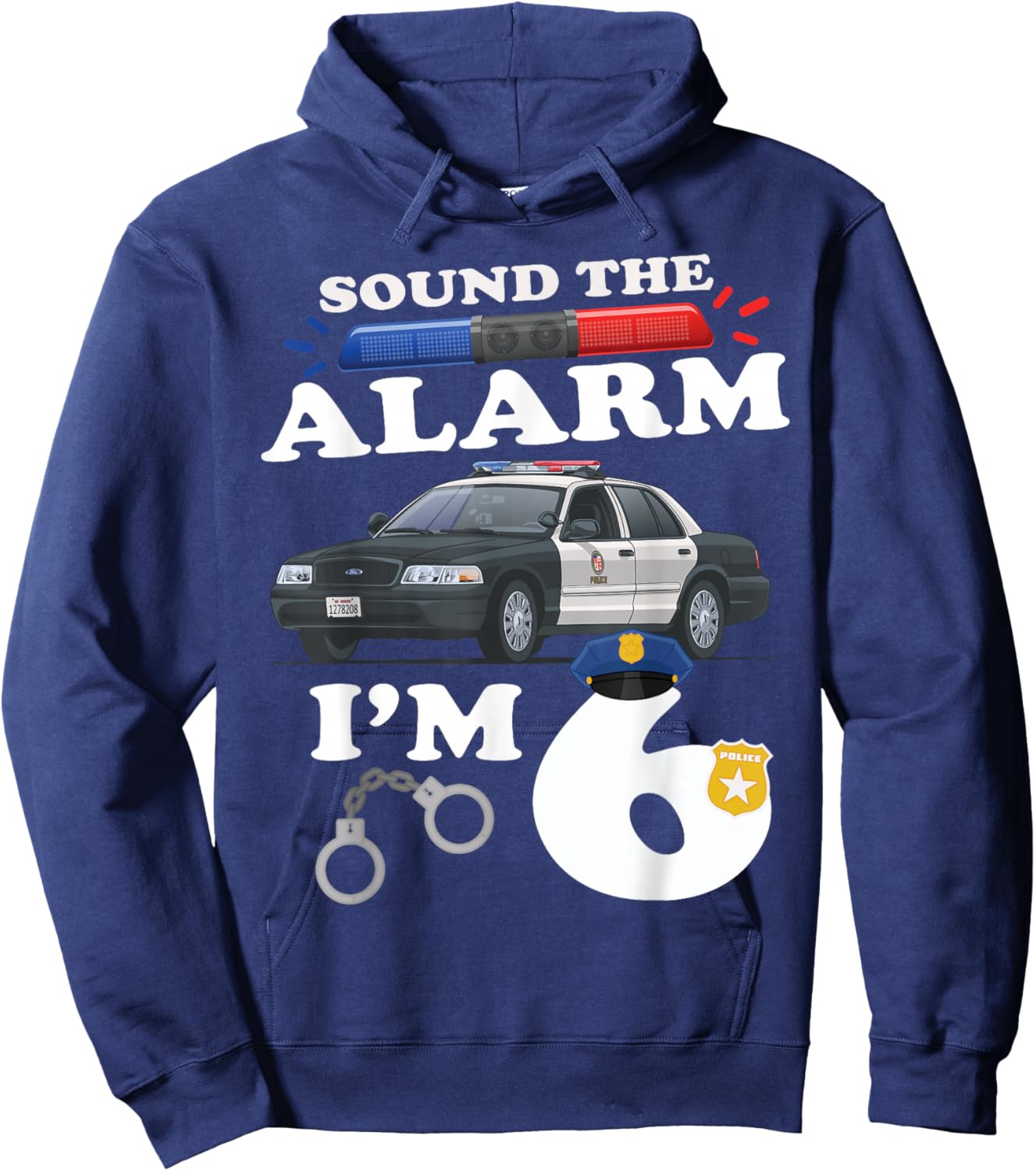 6 Year Old Cop Birthday Police Car 6th Birthday Police Theme Hoodie - Hoodie | Navy