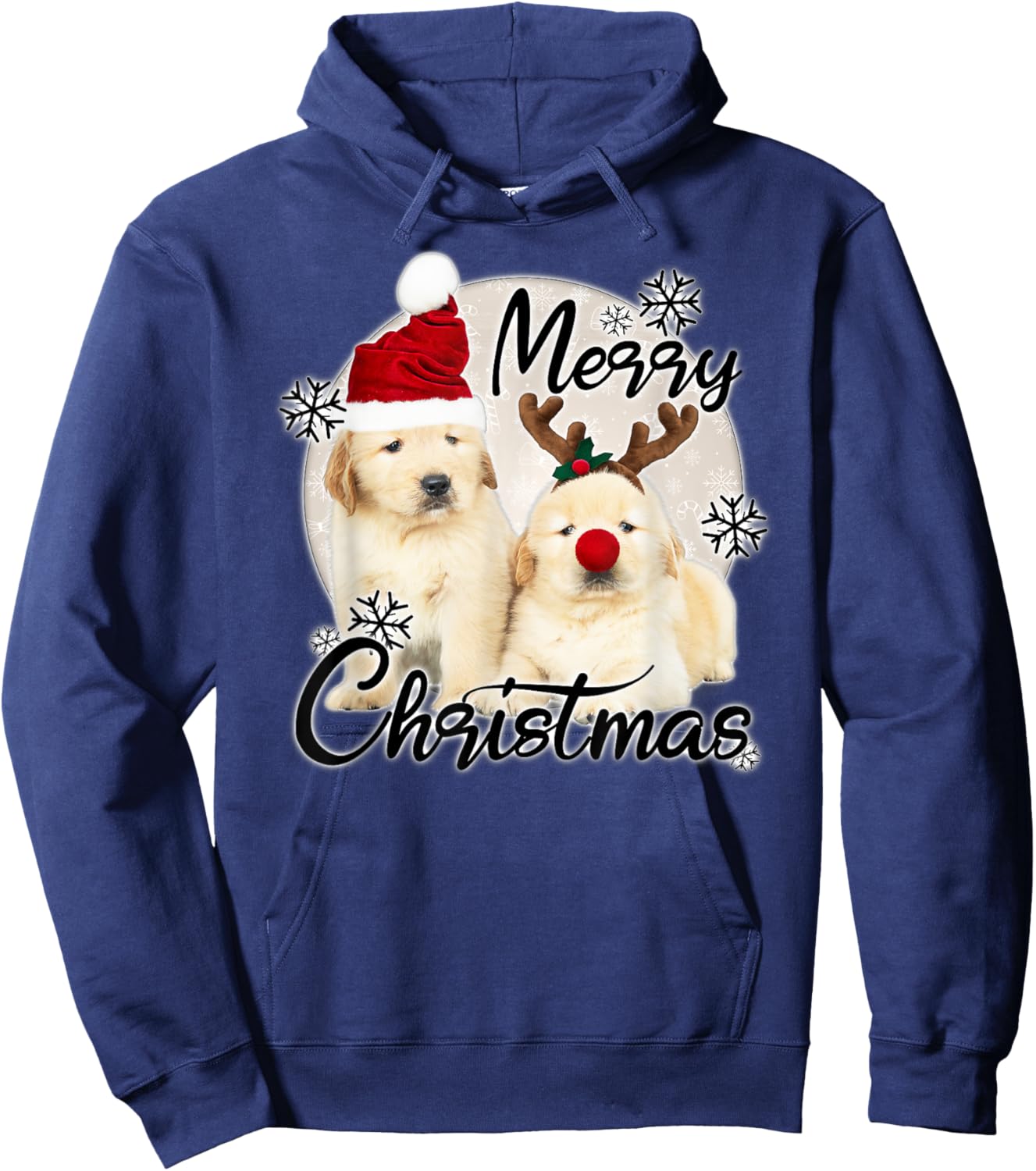 Cute Dog Puppies - Merry Christmas Men Women Kids Hoodie - Hoodie | Navy