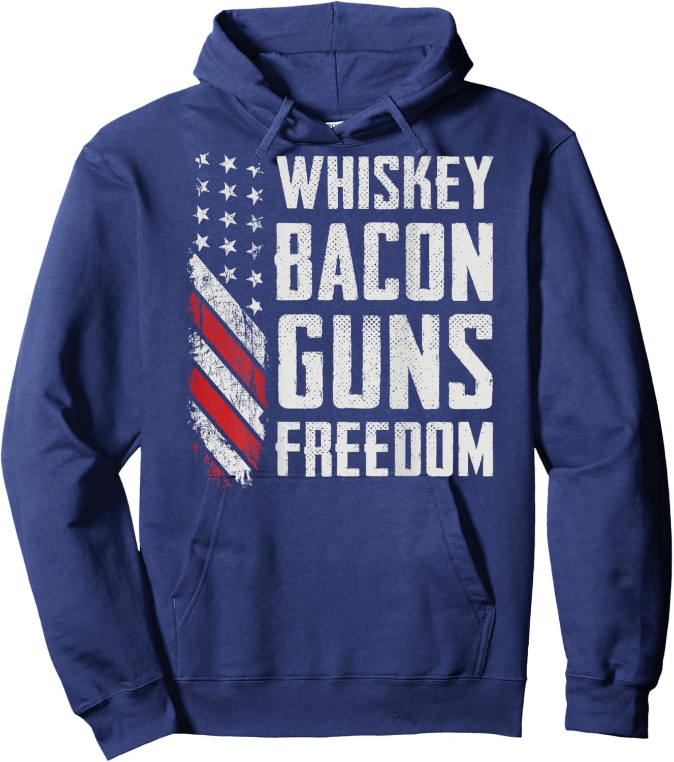 Whiskey Bacon Guns Freedom - Funny Drinking BBQ Gun -ON BACK Hoodie - Hoodie | Navy