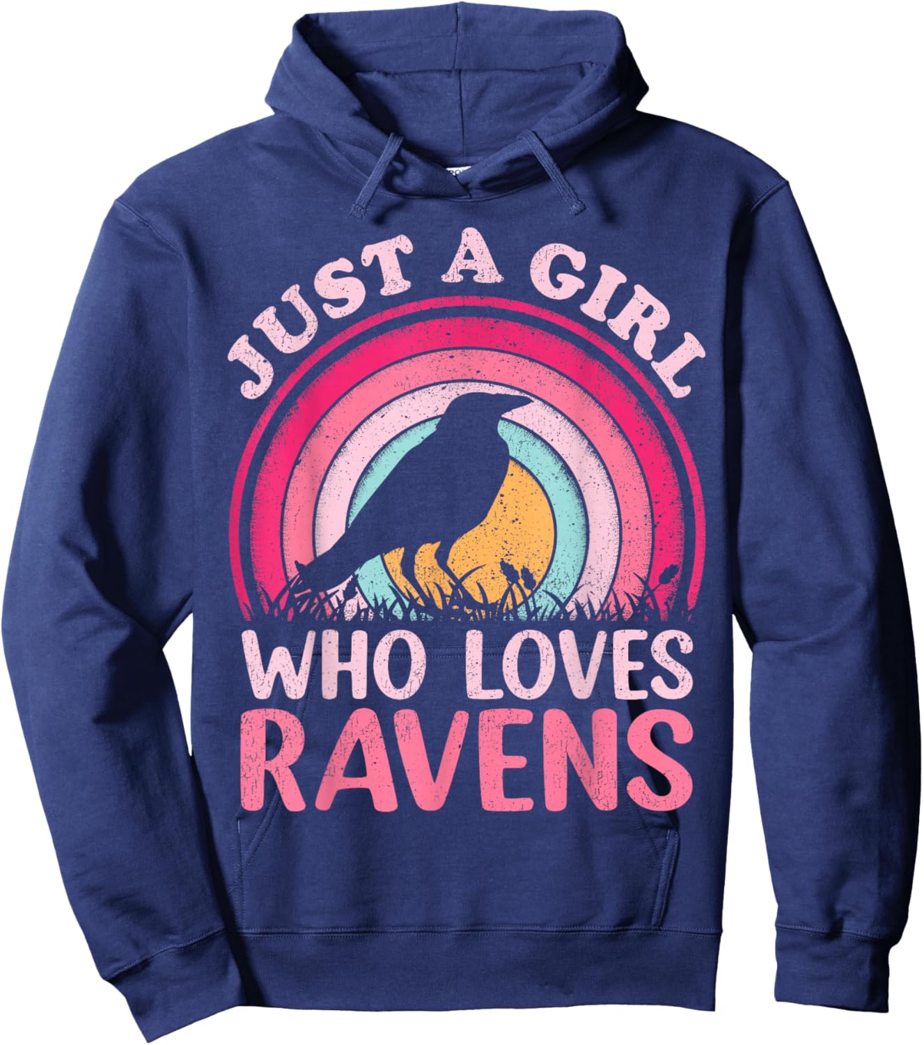 Raven Bird Vintage Retro Just A Girl Who Loves Ravens Hoodie - Hoodie | Navy