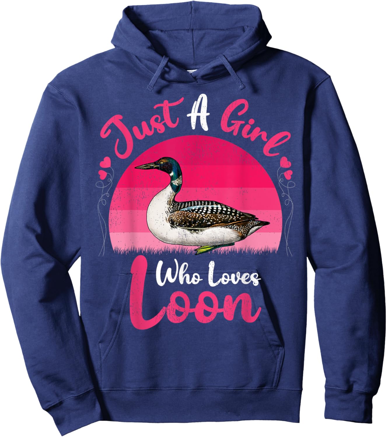 Vintage Loon Bird Lover Just A Girl Who Loves Loon Hoodie - Hoodie | Navy