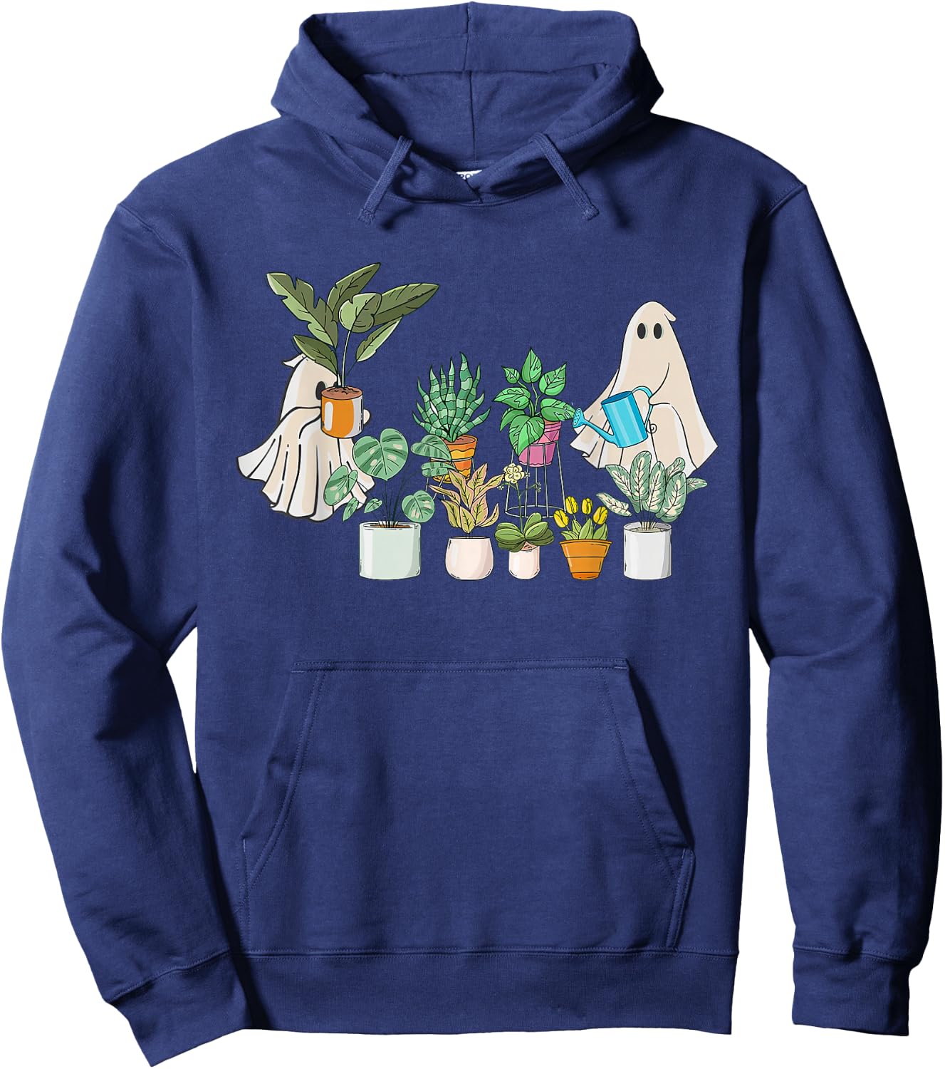 Ghost Ghostly Gardening Plant Retro Halloween Costume Hoodie - Hoodie | Navy