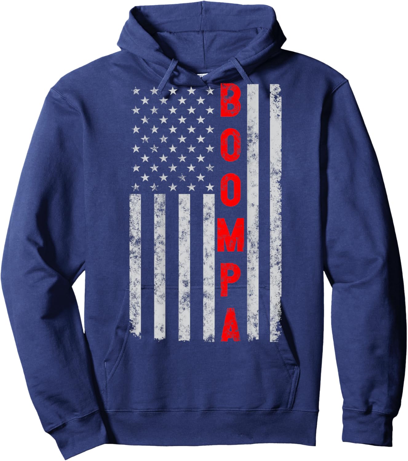Boompa Fathers Day Vintage Patriotic Grandpa American Flag Hoodie - Hoodie | Navy