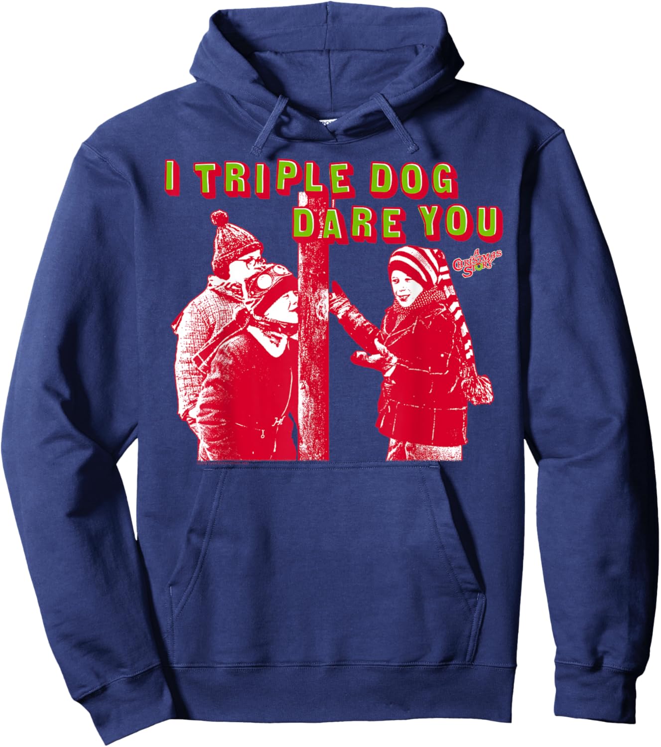 A Christmas Story Triple Dog Dare Red Photo Funny Holiday Hoodie - Hoodie | Navy