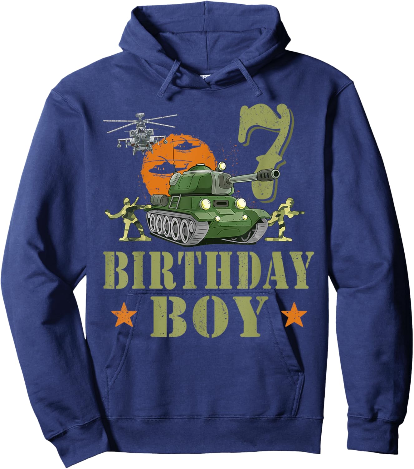 7 Year Old Birthday Boy Army Party 7th Birthday Camo Hoodie - Hoodie | Navy