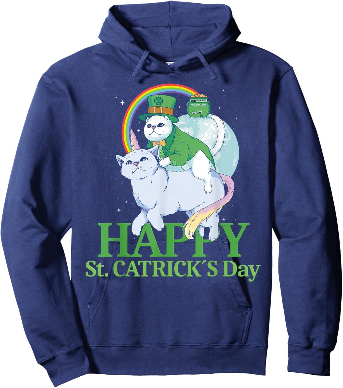 Funny Irish Unicorn Gift Cat St. Patricks Day Hoodie - Hoodie | Navy