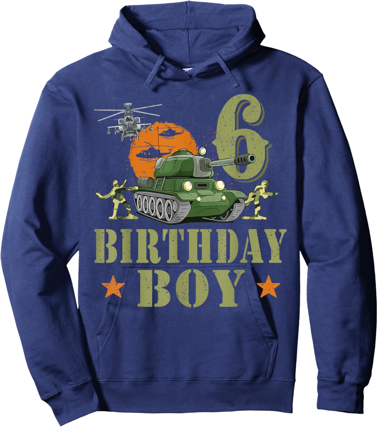 6 Year Old Birthday Boy Army Party 6th Birthday Camo Hoodie - Hoodie | Navy