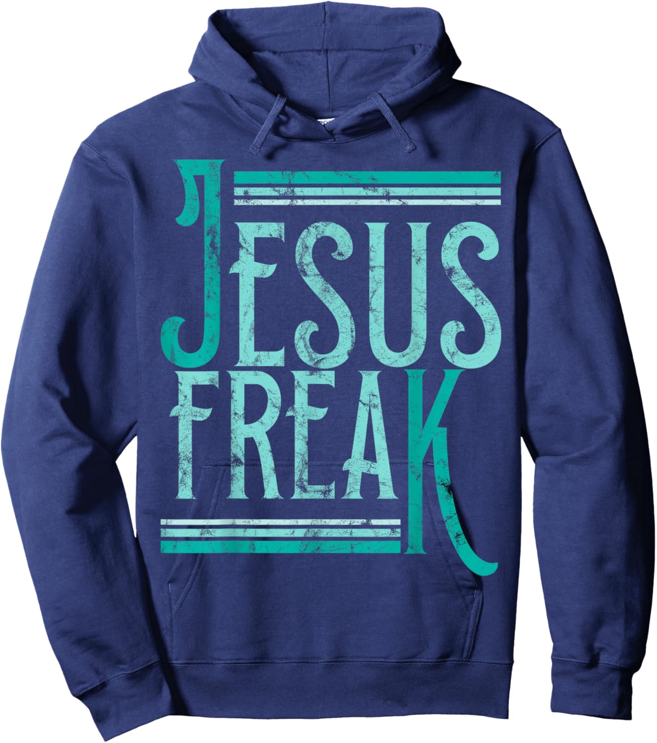 Christian Religious Bible Jesus Freak Distressed Hoodie - Hoodie | Navy