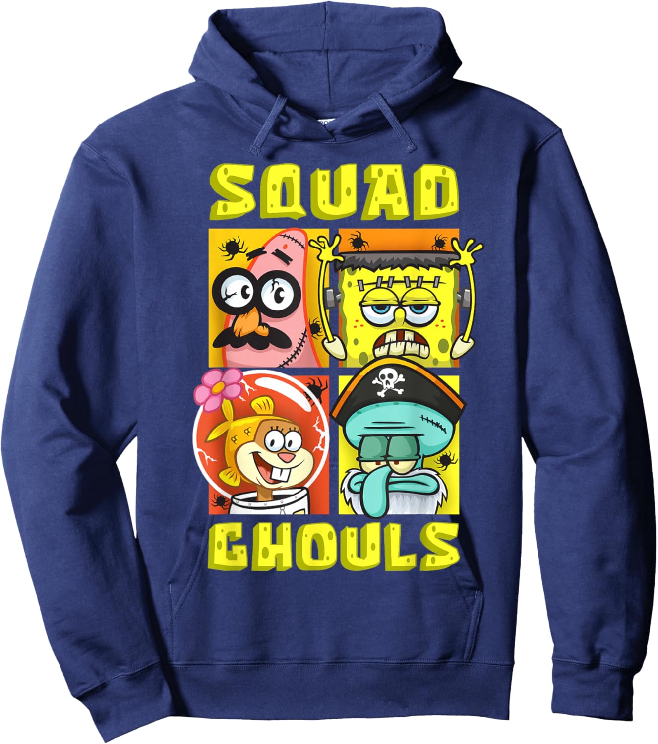 Mademark x SpongeBob SquarePants - SpongeBob Patrick Squidward Sandy Halloween Squad Ghouls Fun Hoodie - Hoodie | Navy