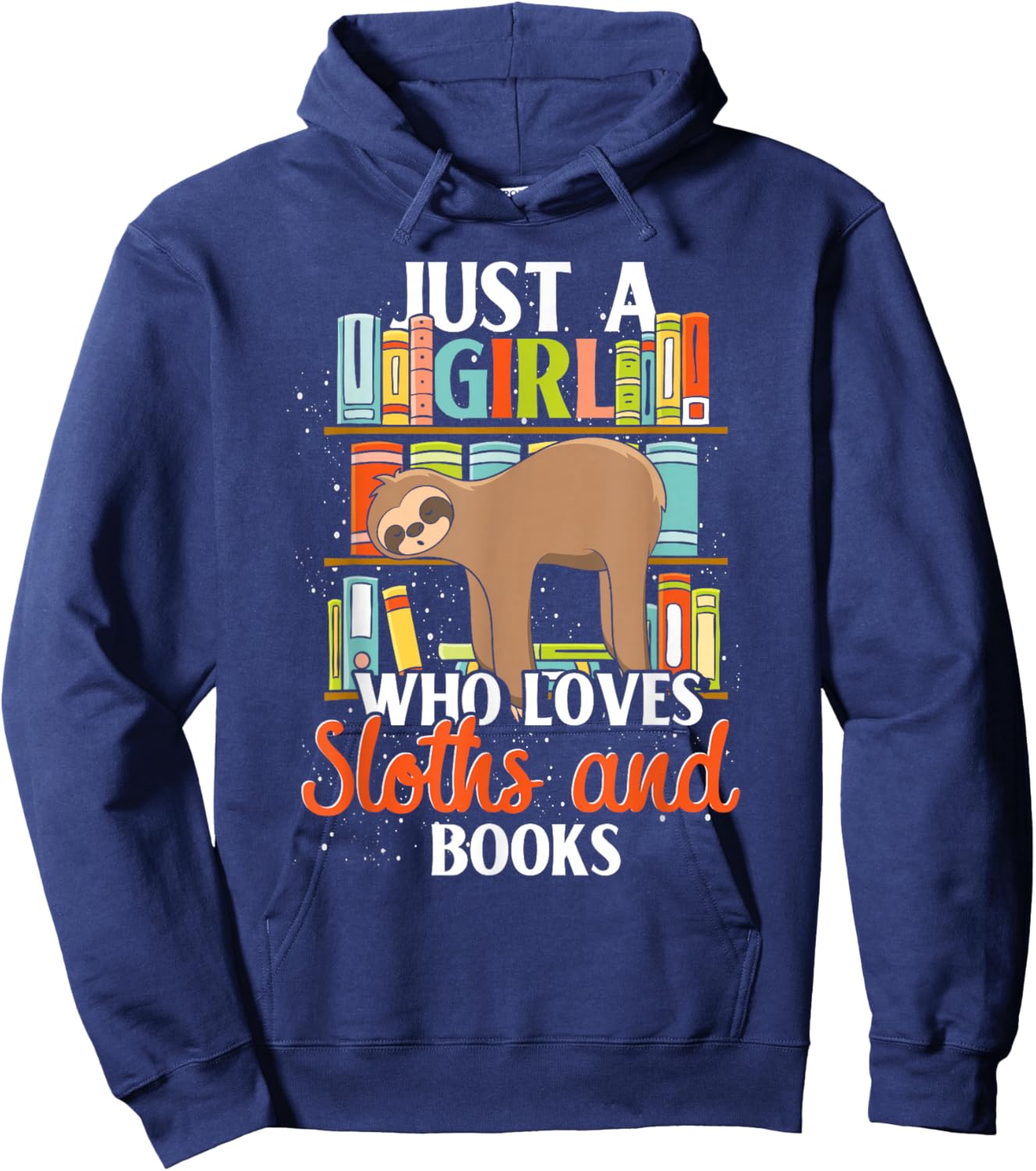 Tropical Zoo Animal Books Reading Sleeping Sloth Girl Hoodie - Hoodie | Navy