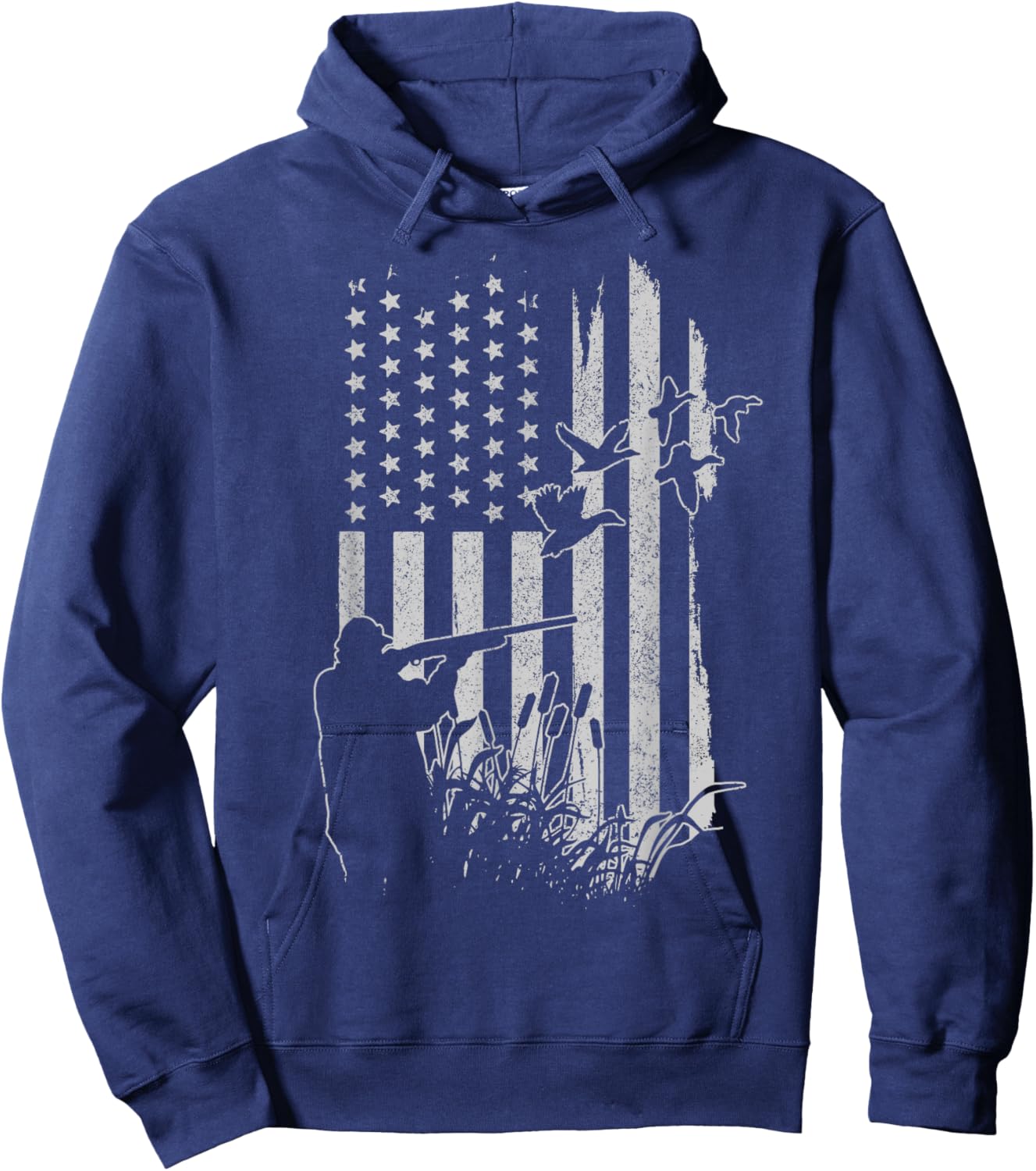 Patriotic Duck Hunting American Flag Duck Hunter Hoodie - Hoodie | Navy