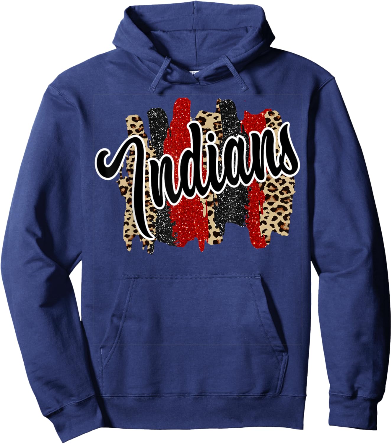 Indians Swash Red Black School Spirit Hoodie - Hoodie | Navy