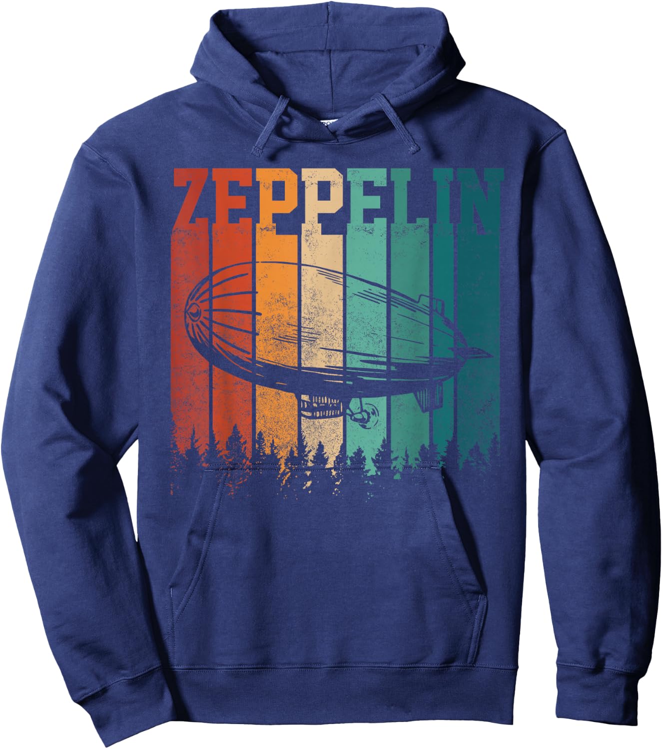 Retro Zeppelin 70s 80s Dirigible Airship Vintage Hoodie - Hoodie | Navy