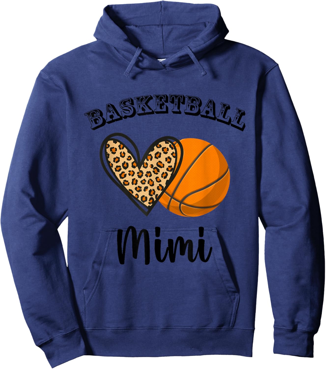 Basketball Mimi Leopard Heart Sports Players Mothers Day Hoodie - Hoodie | Navy