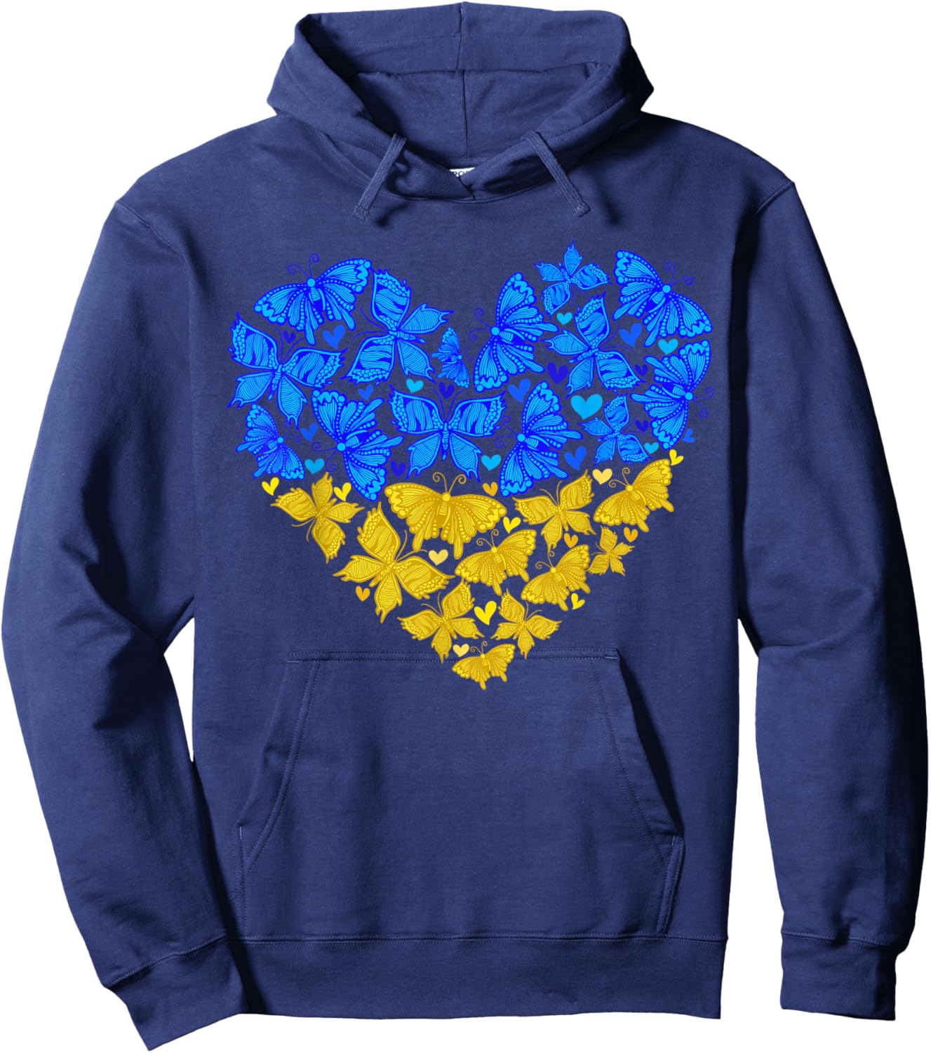 Ukraine Flag Butterfly Heart Vintage Ukrainian Lover Ukraine Hoodie - Hoodie | Navy