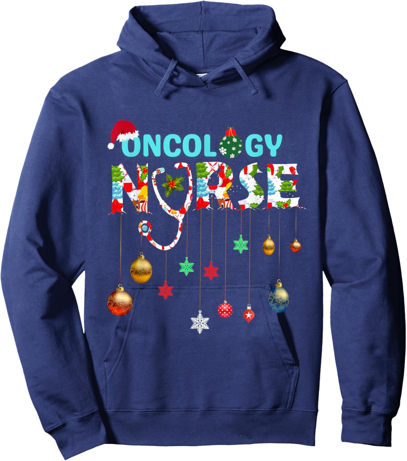 Merry Christmas Oncology Nurse RN Oncologist Nursing Gift Hoodie - Hoodie | Navy