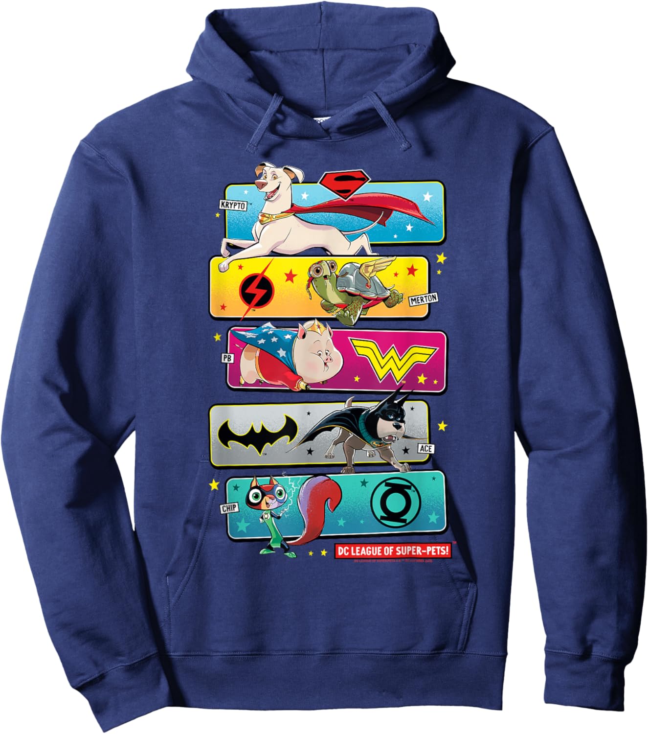 DC League of Super-Pets Krypto, Merton, PB, Ace and Chip Hoodie - Hoodie | Navy
