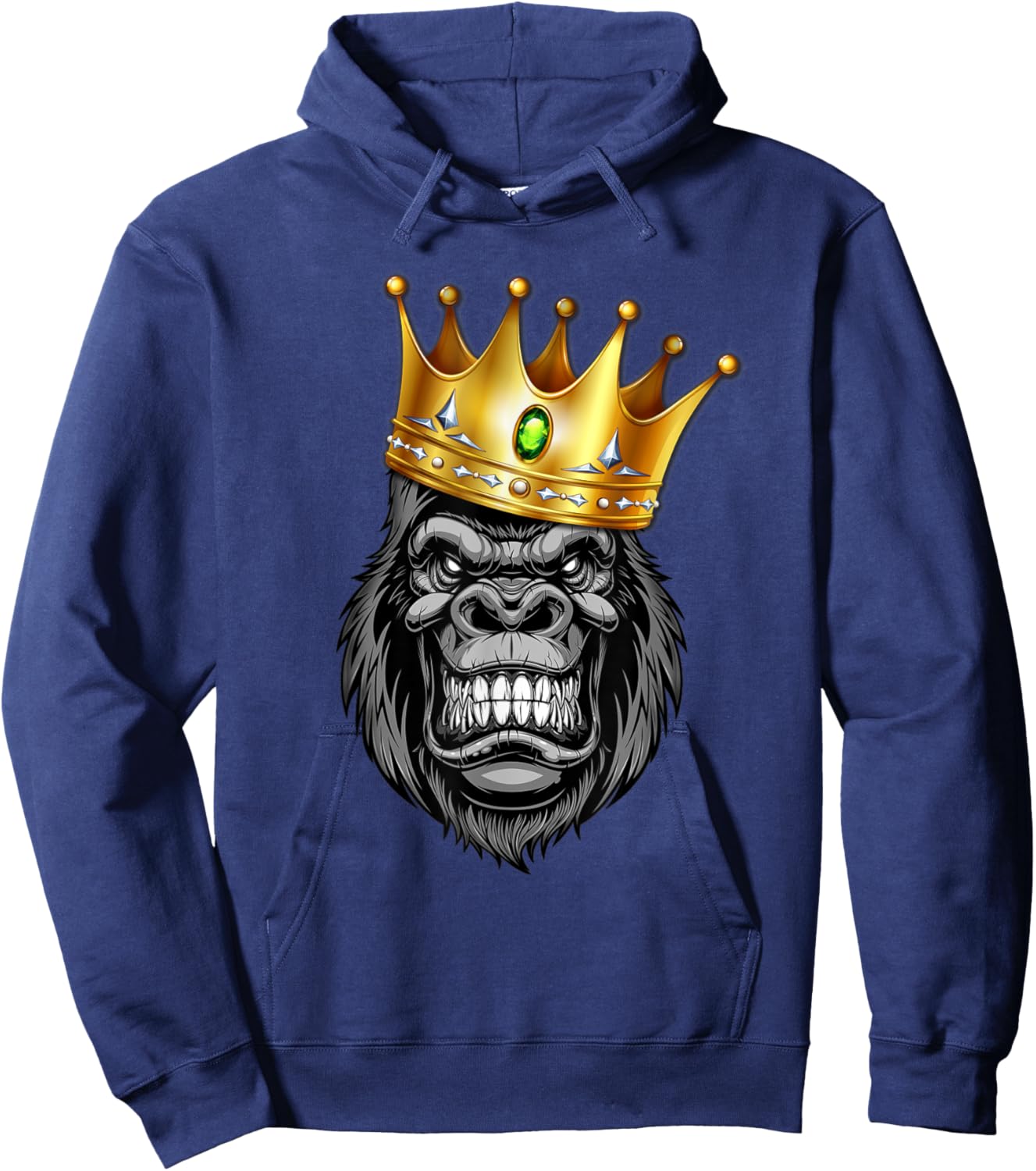 The King Of Angry Gorilla With Crown Ape Wildlife Hoodie - Hoodie | Navy