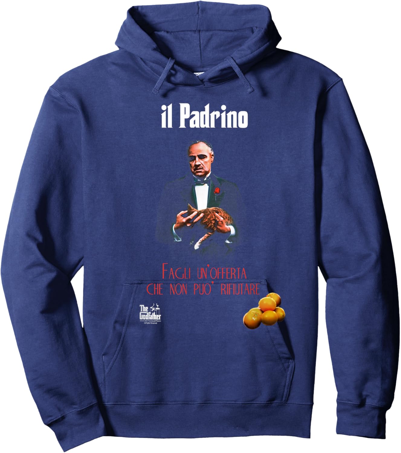 Ripple Junction The Godfather Italian Poster - Men's Black Classic Fit Short Sleeve Novelty - Size S Hoodie - Hoodie | Navy