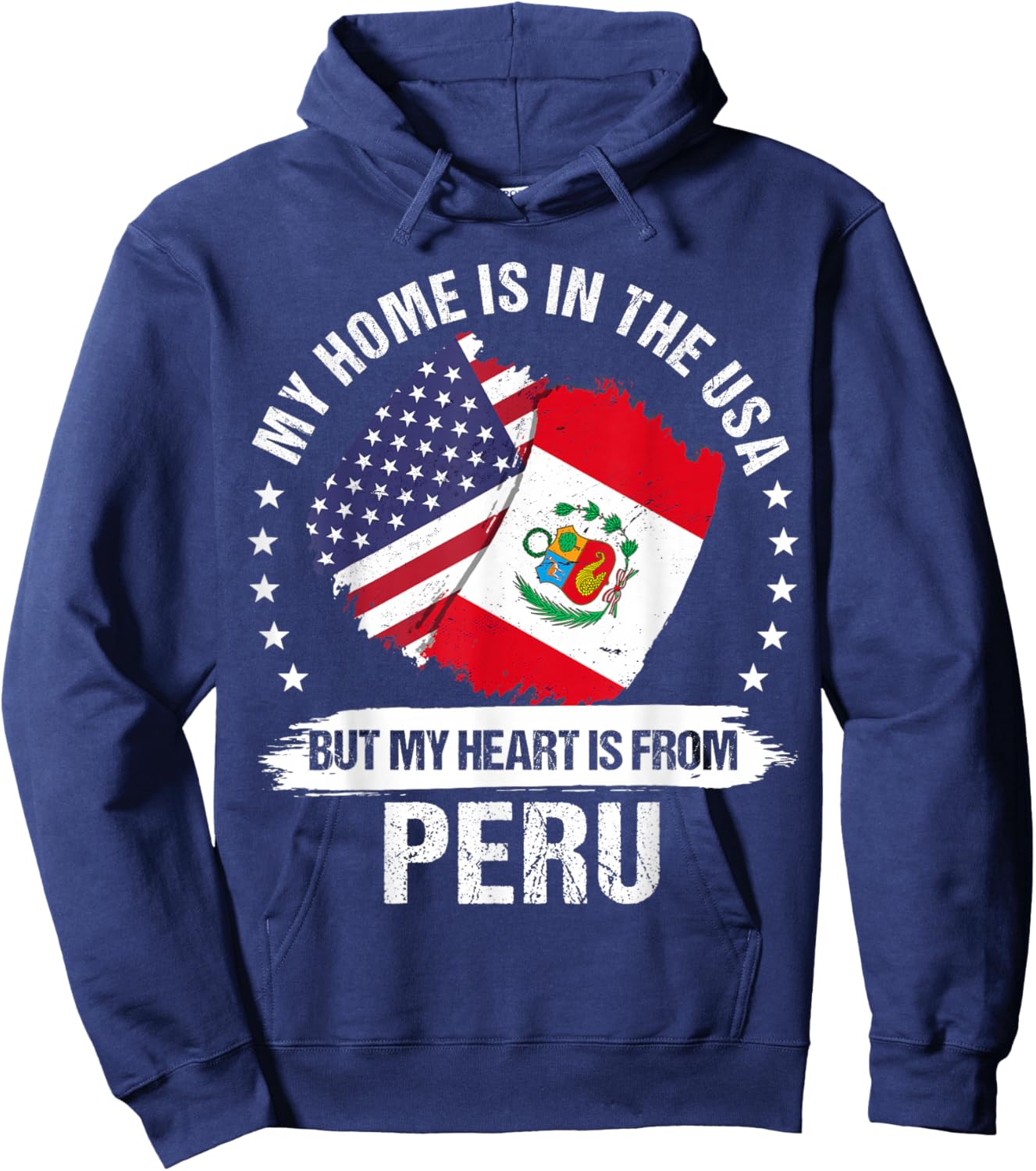 American Patriot Peru Flag American Peruvian Roots Hoodie - Hoodie | Navy