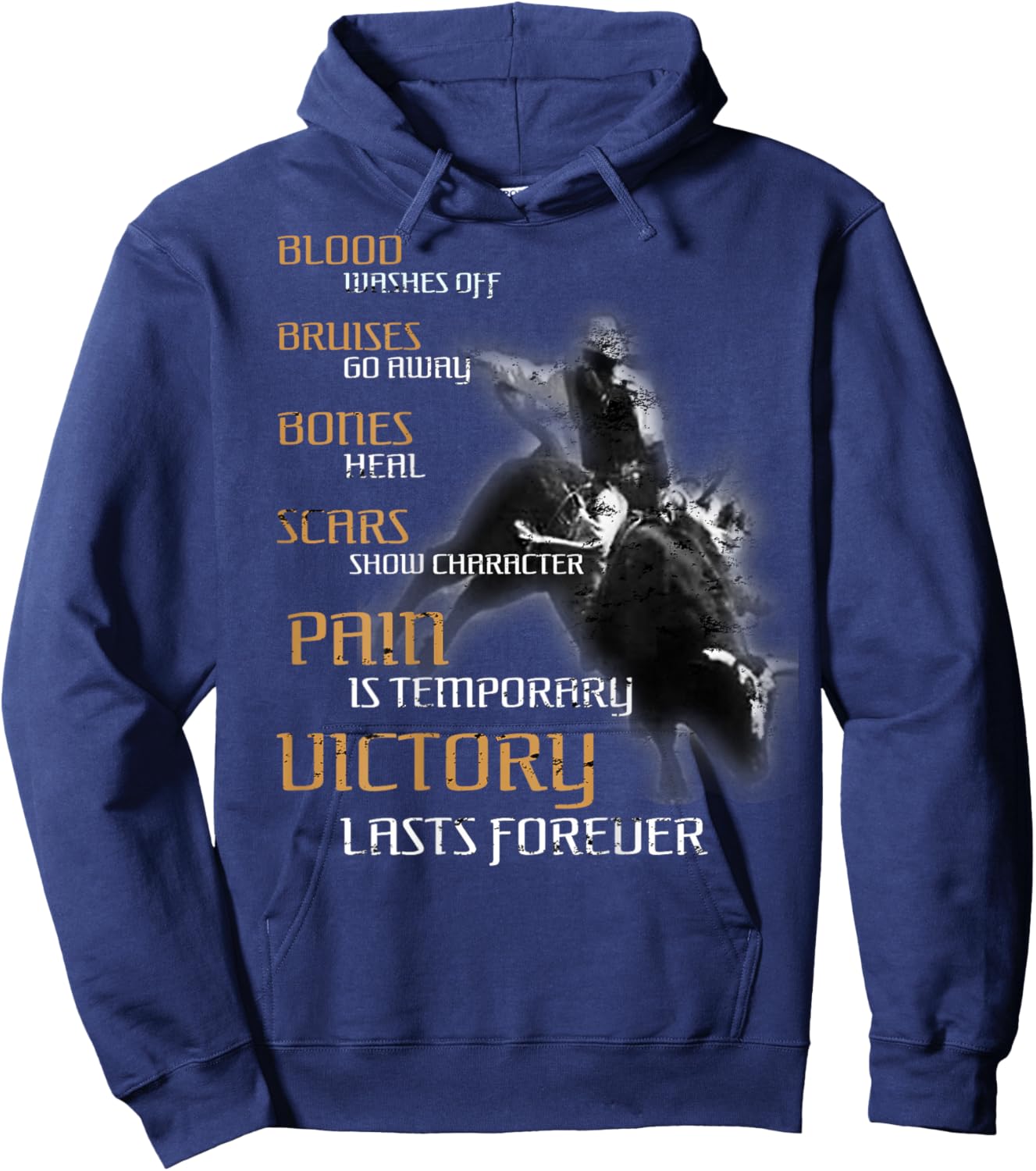 Bull Riding Texas Rider Cowboy Western - DESIGN ON BACK Hoodie - Hoodie | Navy