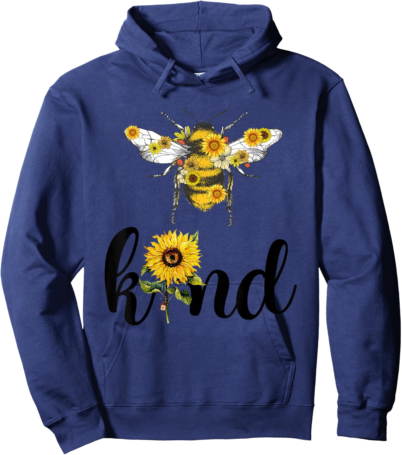 Be Kind Peace Love Cute Retro Vintage Teacher Bee Sunflower Women Girls Kids Hoodie - Hoodie | Navy