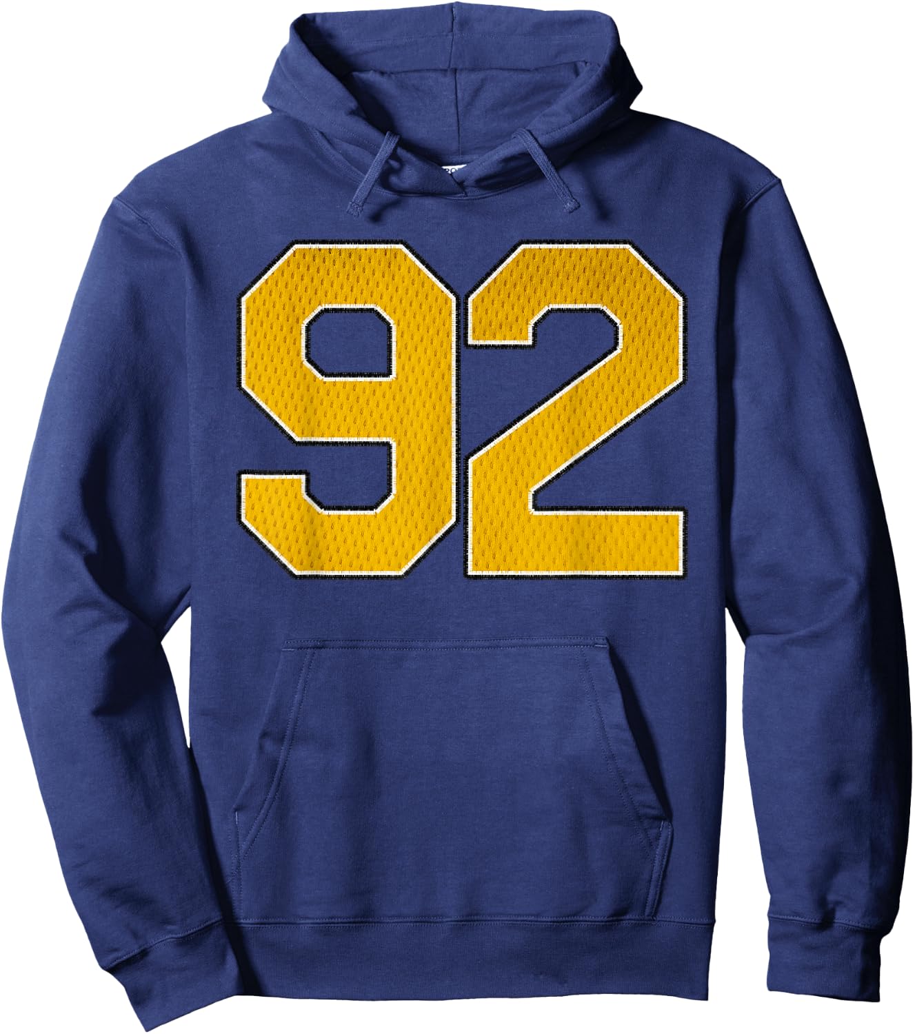 Gold Number 92 Athlete Sports Jersey Supporter Fanwear Hoodie - Hoodie | Navy