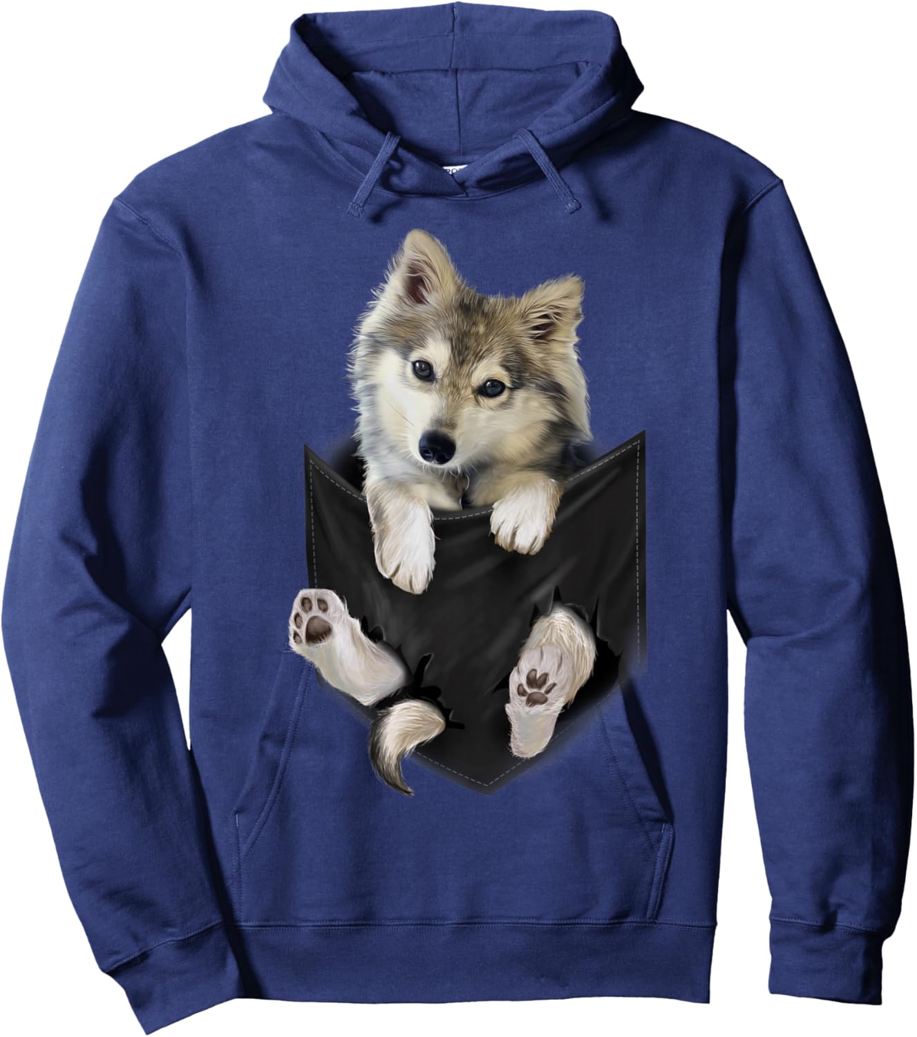 Wolf White Pup in Pocket Wolves Shirt Gifts Hoodie - Hoodie | Navy
