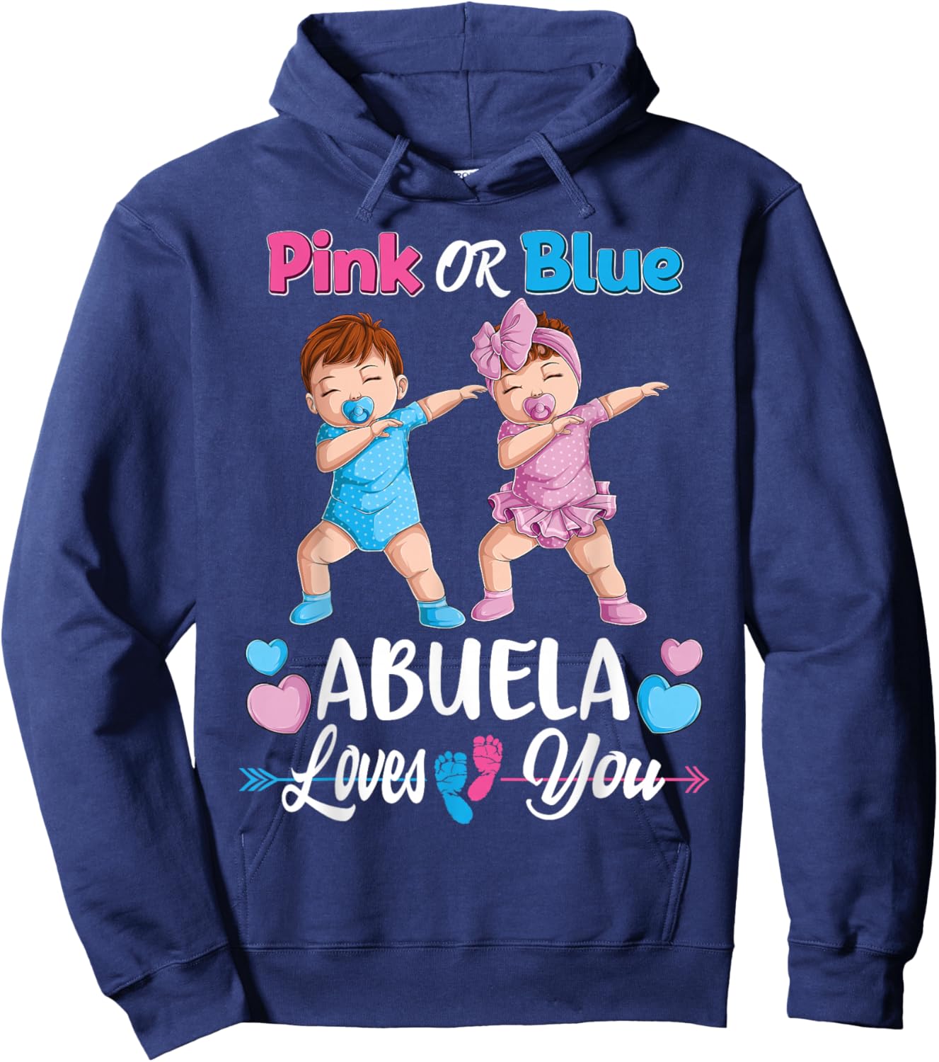 Pink Or Blue Abuela Loves You Baby Gender Reveal Party Women Hoodie - Hoodie | Navy