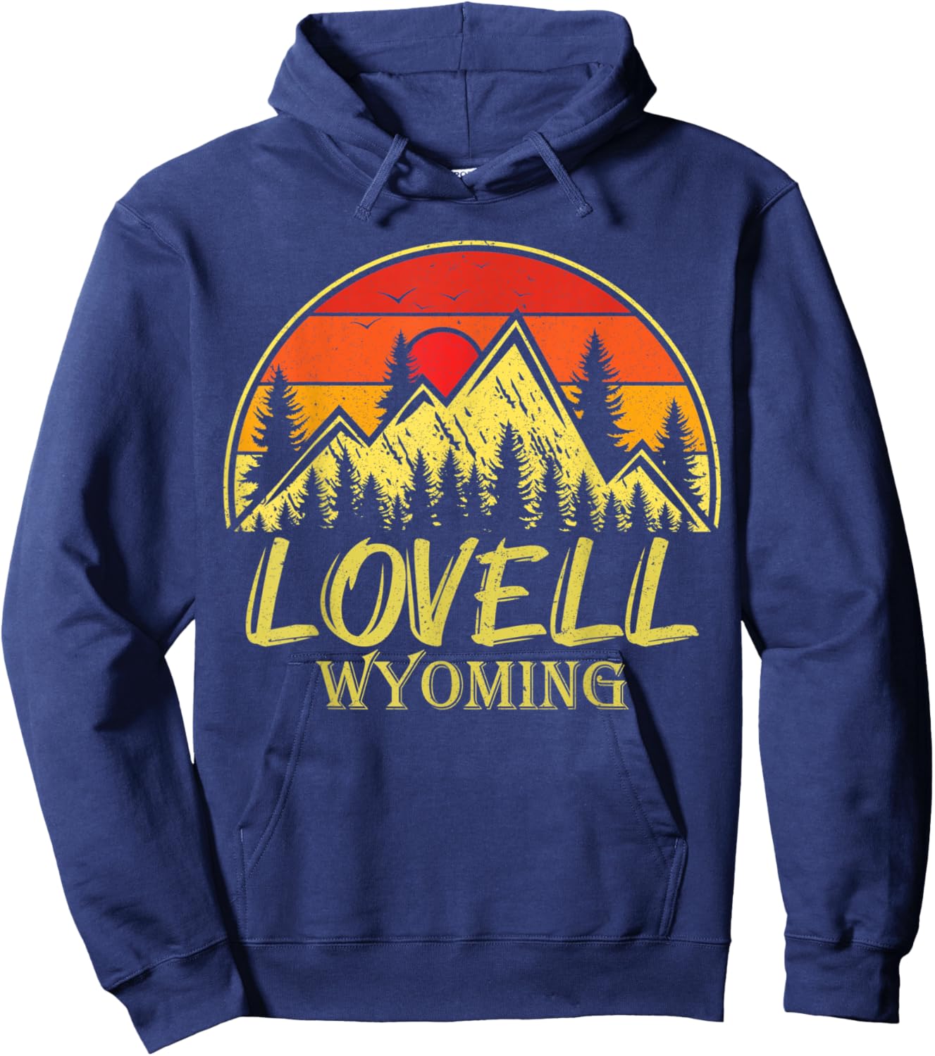 Vintage Lovell Wyoming WY Mountains Hike Hiking Souvenir Hoodie - Hoodie | Navy