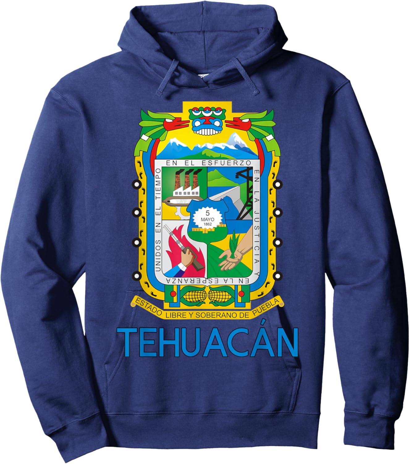 Tehuacan Puebla Estado De Mexico Escudo Eagle Aguila Hoodie - Hoodie | Navy