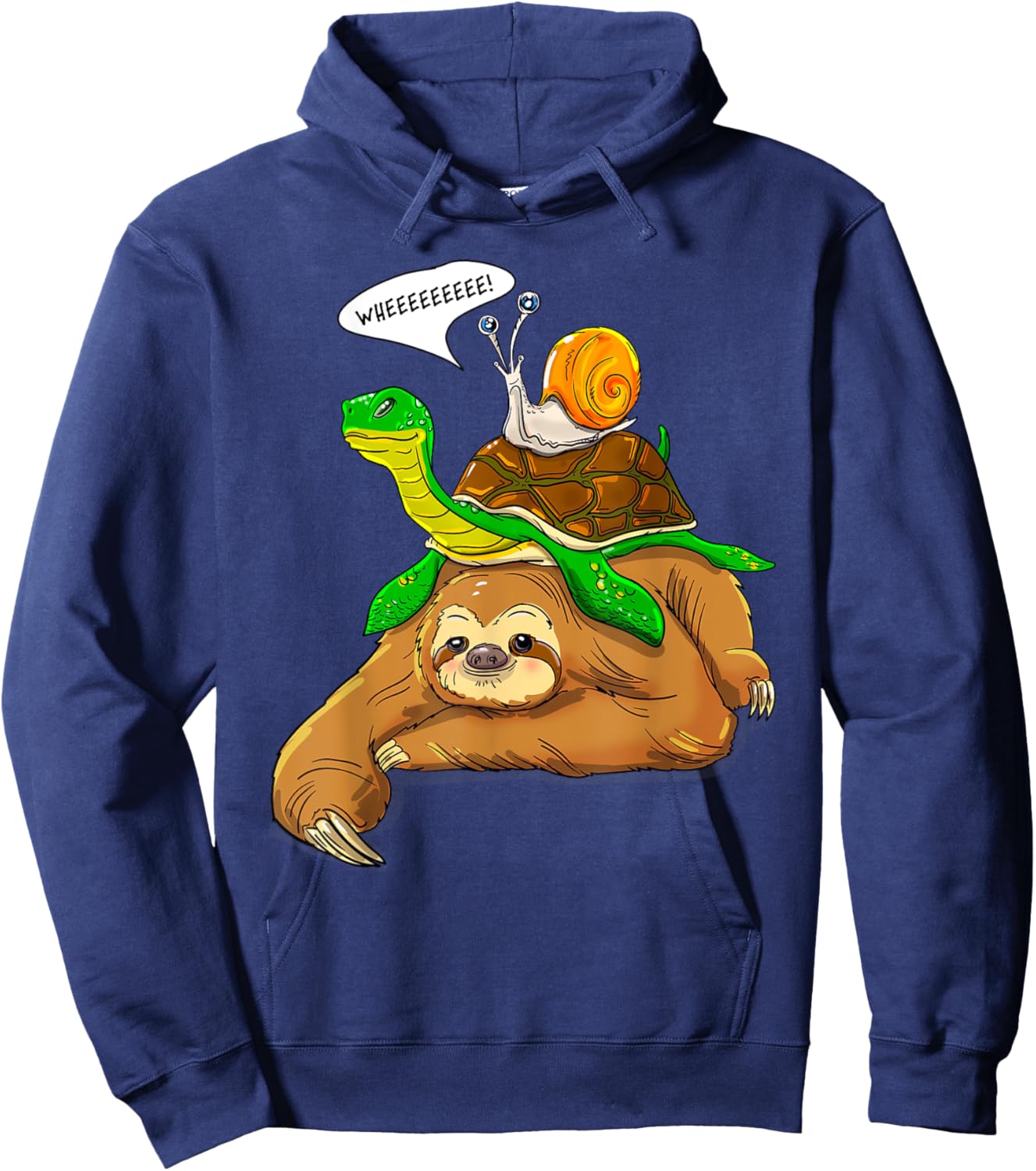Sloth Turtle Snail Funny Humor Cute Animal Lover Hoodie - Hoodie | Navy