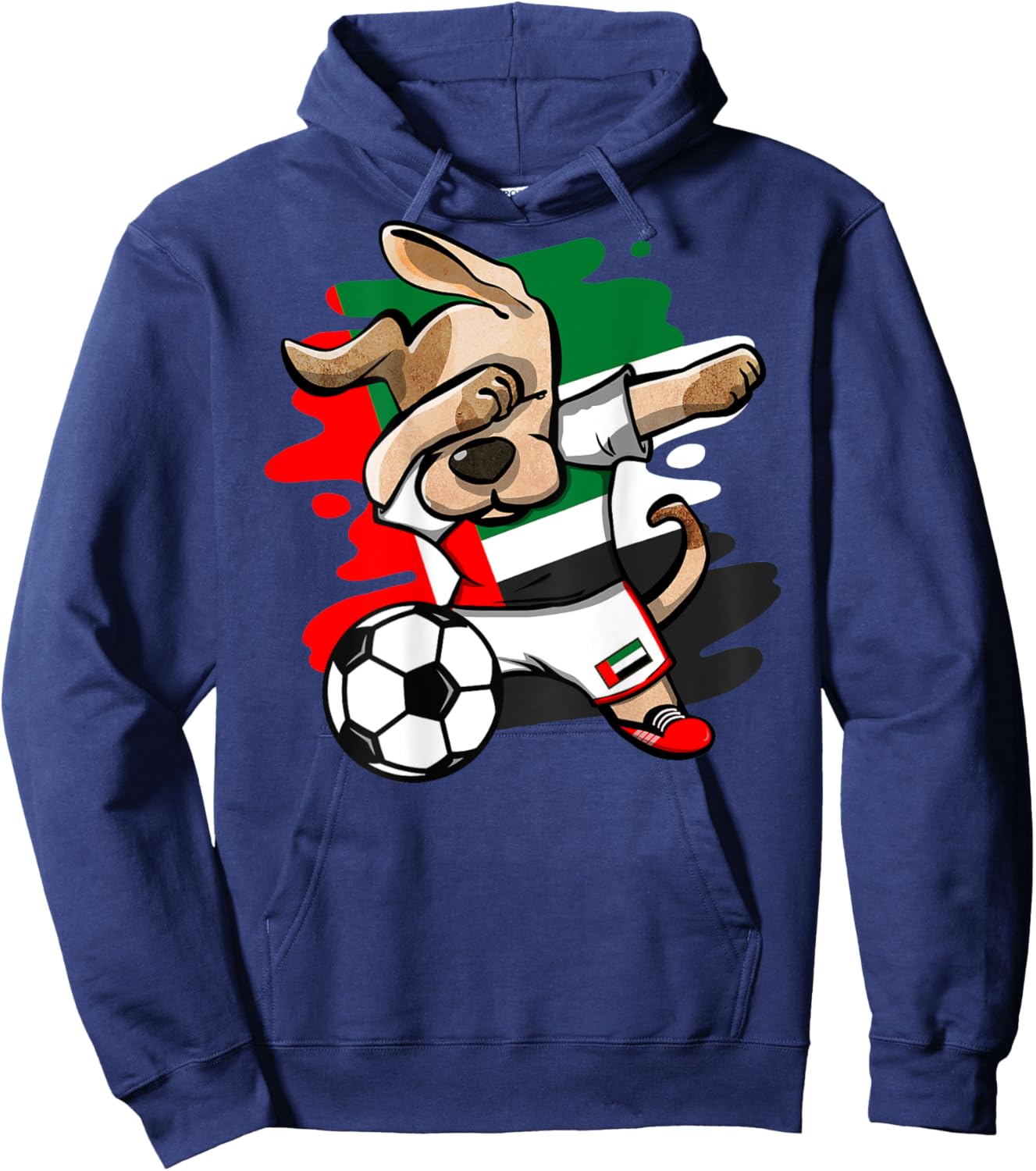 Dabbing Dog United Arab Emirates Soccer Fans Jersey Flag Hoodie - Hoodie | Navy