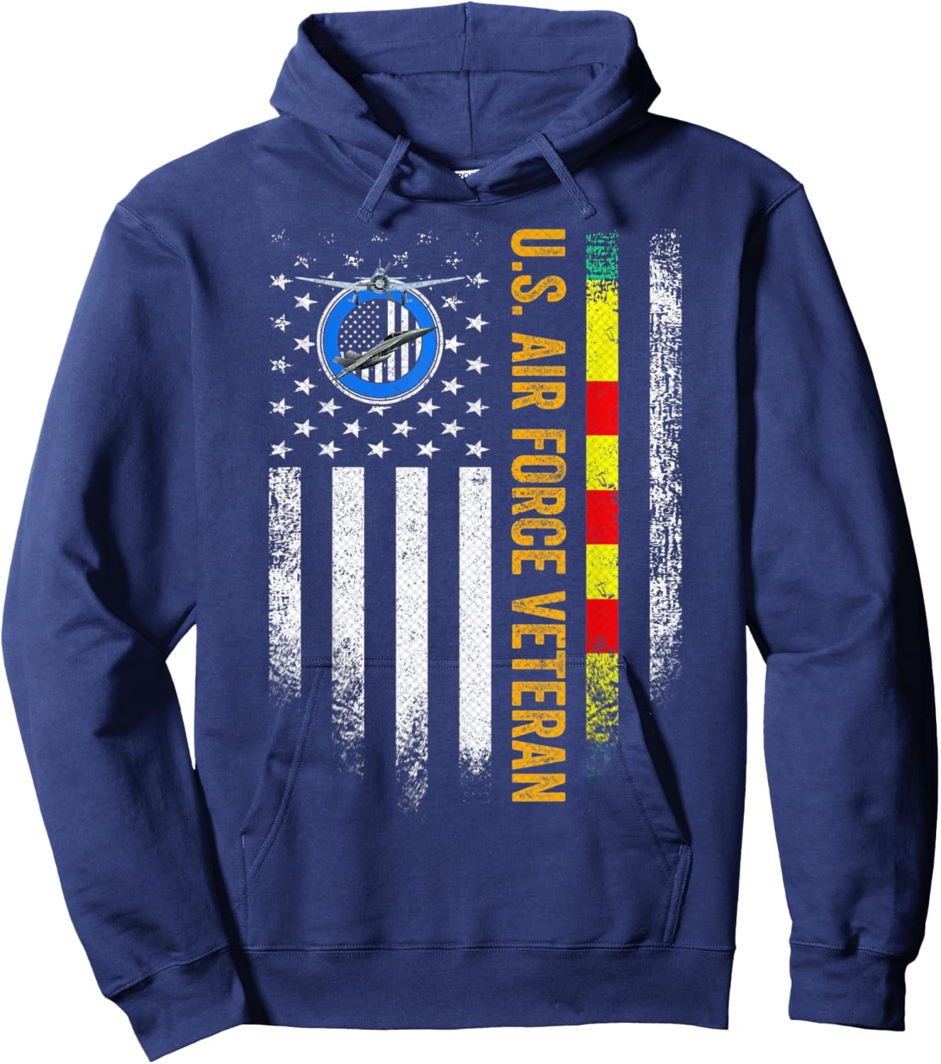 Vintage USA American Flag Proud US Air Force Vietnam Veteran Hoodie - Hoodie | Navy