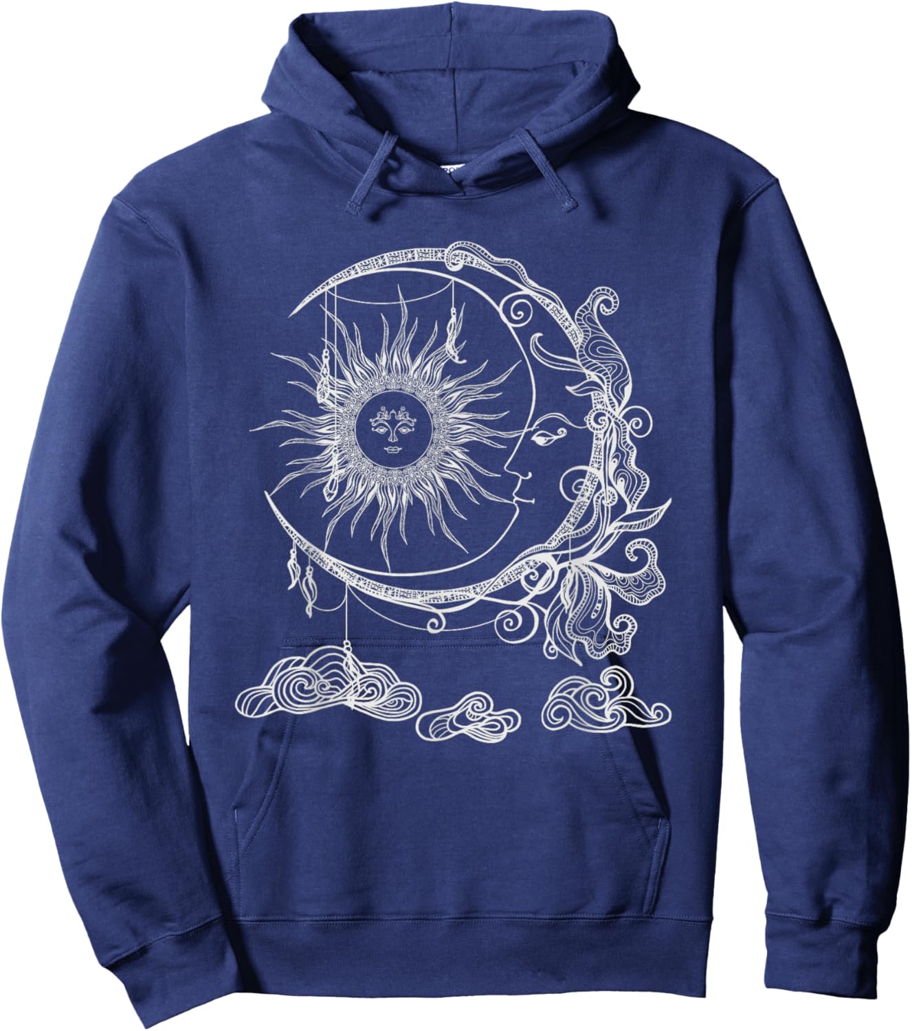 Space Celestial Bodies Sun Moon Boho Luna Solar Astronomy Hoodie - Hoodie | Navy