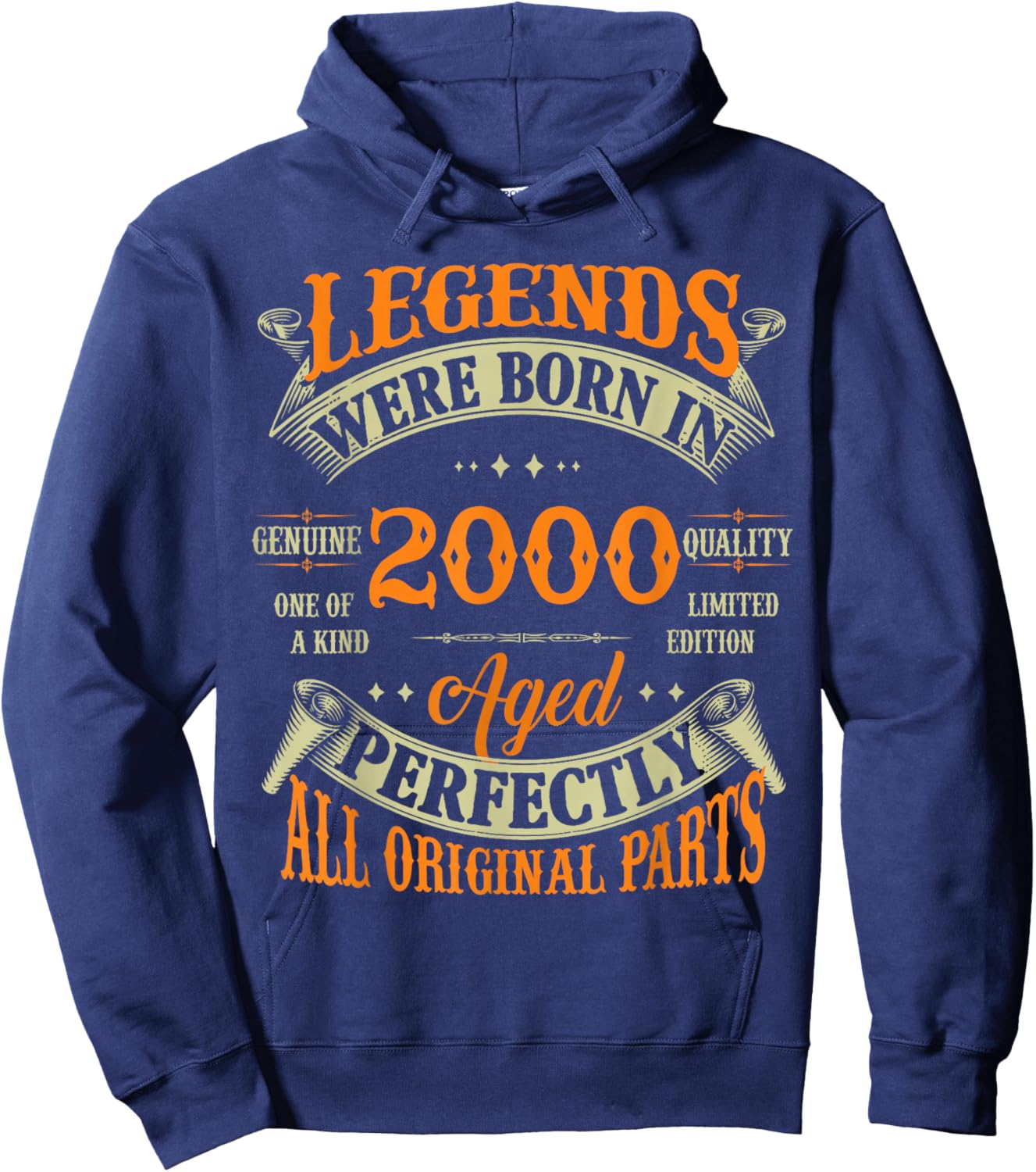 25th Birthday Vintage Legends Born In 2000 25 Years Old Hoodie - Hoodie | Navy