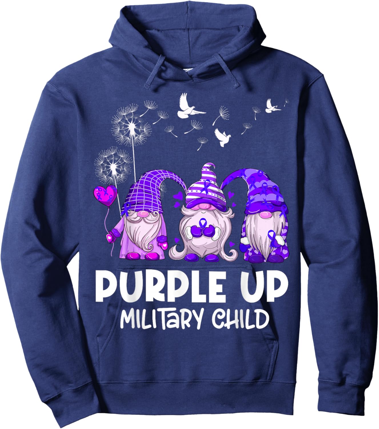Purple Up For Military Kids - Gnome Military Child Month Hoodie - Hoodie | Navy
