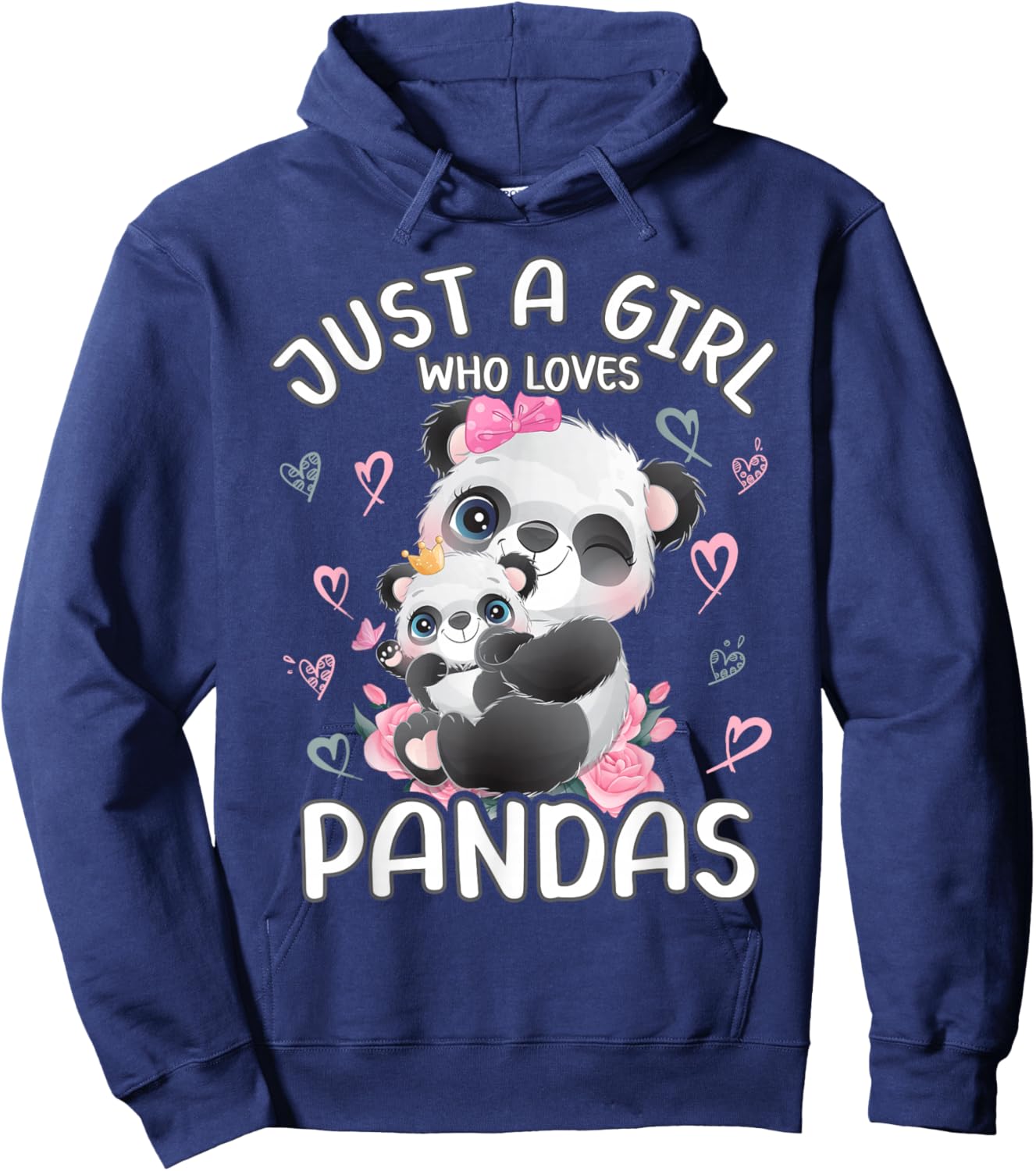 "Just A Girl Who Loves Pandas" for Teen Girls Panda Mommy Hoodie - Hoodie | Navy