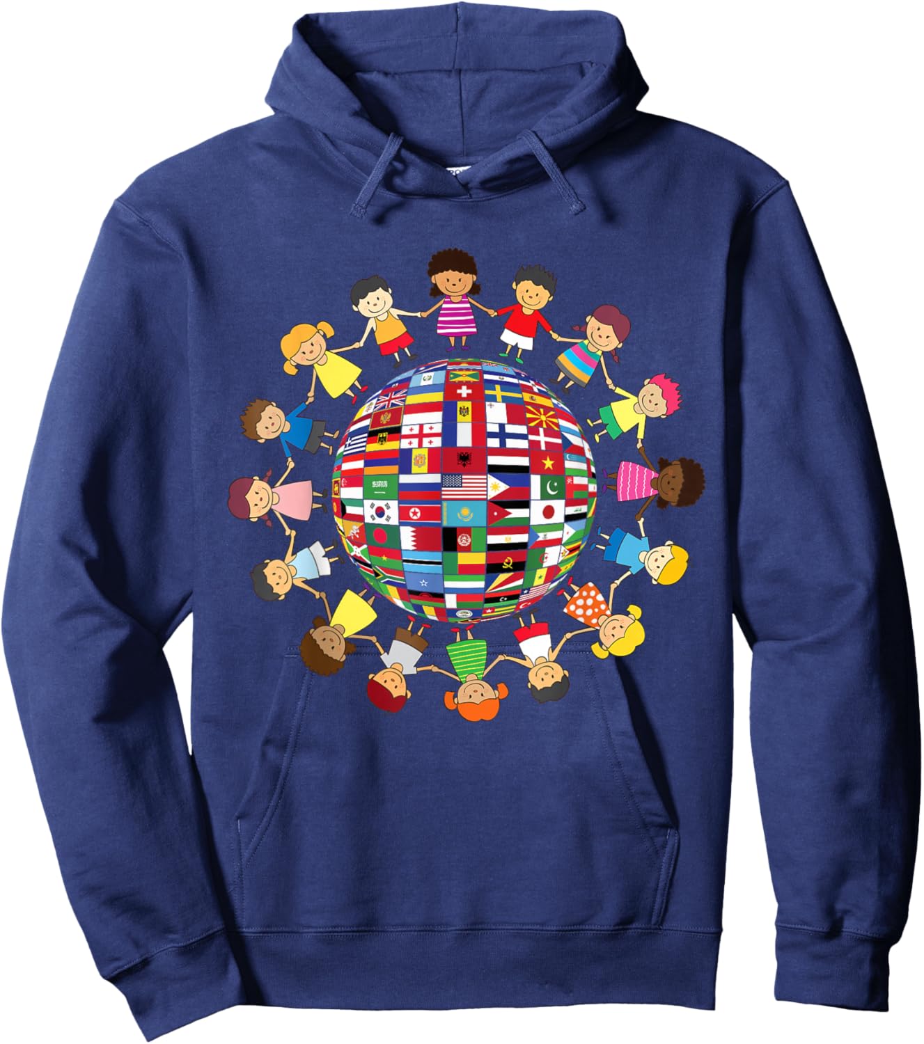 Flags of The World Cultural, Diversity Kids Around The Globe Small Hoodie - Hoodie | Navy