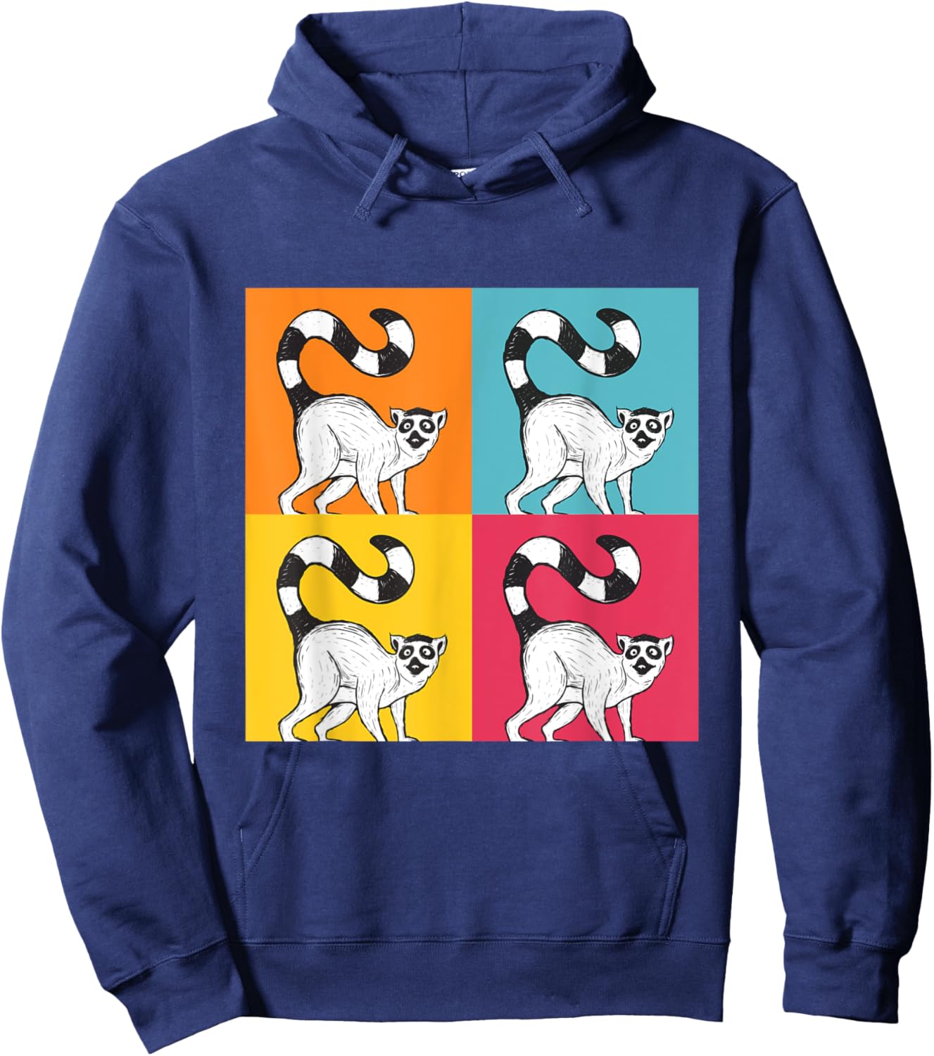 Lemur Pop Art - Zookeeper Animal Researcher Lemur Lover Hoodie - Hoodie | Navy
