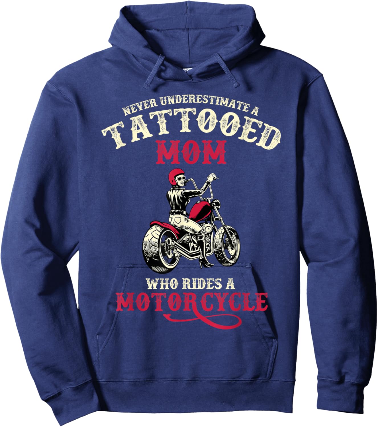 Body Art Tattoo Mum Mother's Day Gift Motorcyclist Hoodie - Hoodie | Navy