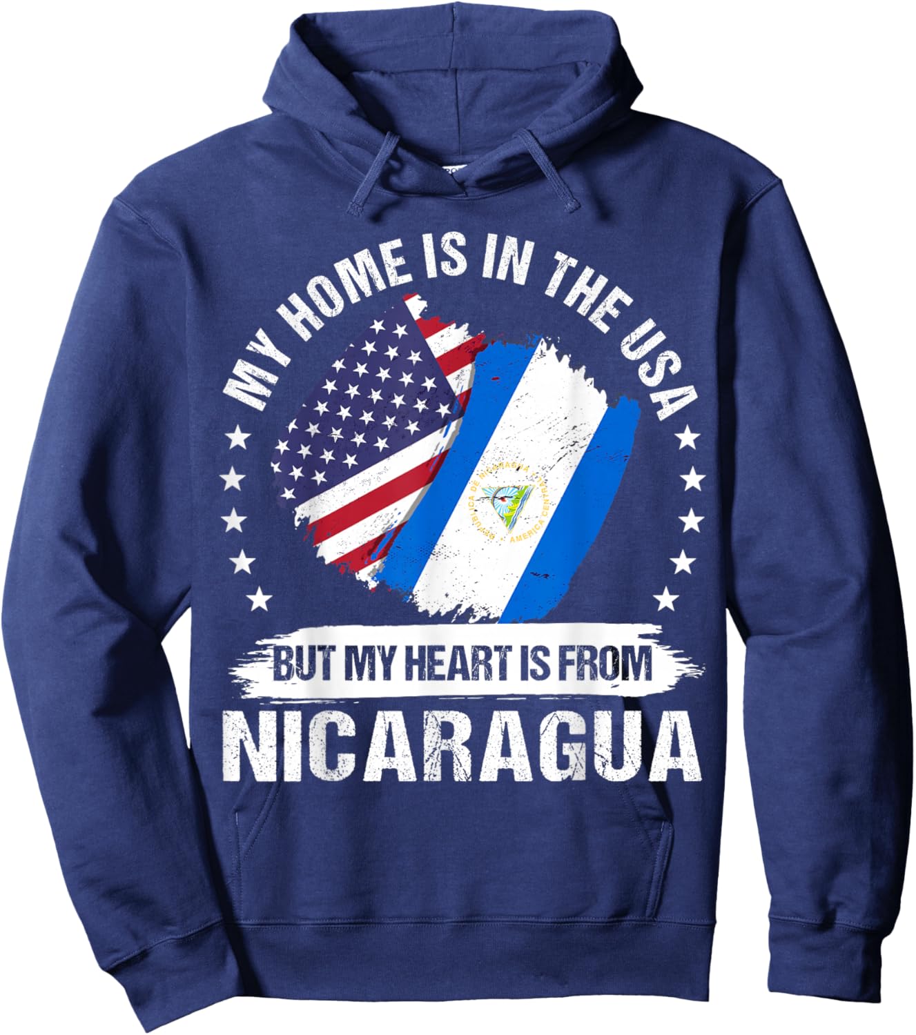 American Patriot Nicaragua Flag American Nicaraguan Roots Hoodie - Hoodie | Navy